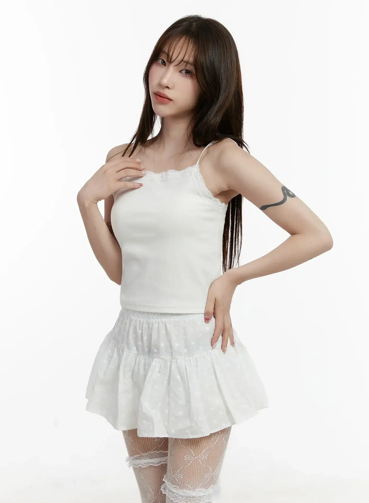 Lace Trim Sleeveless Top IJ521 - Image 6