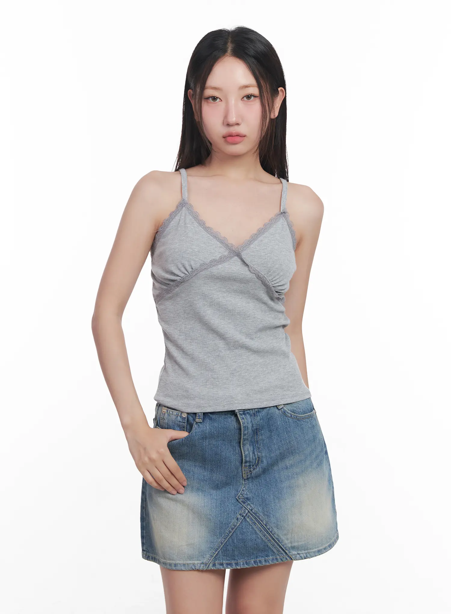 Lace-Trim Sweetheart Cami CU516 - Image 11