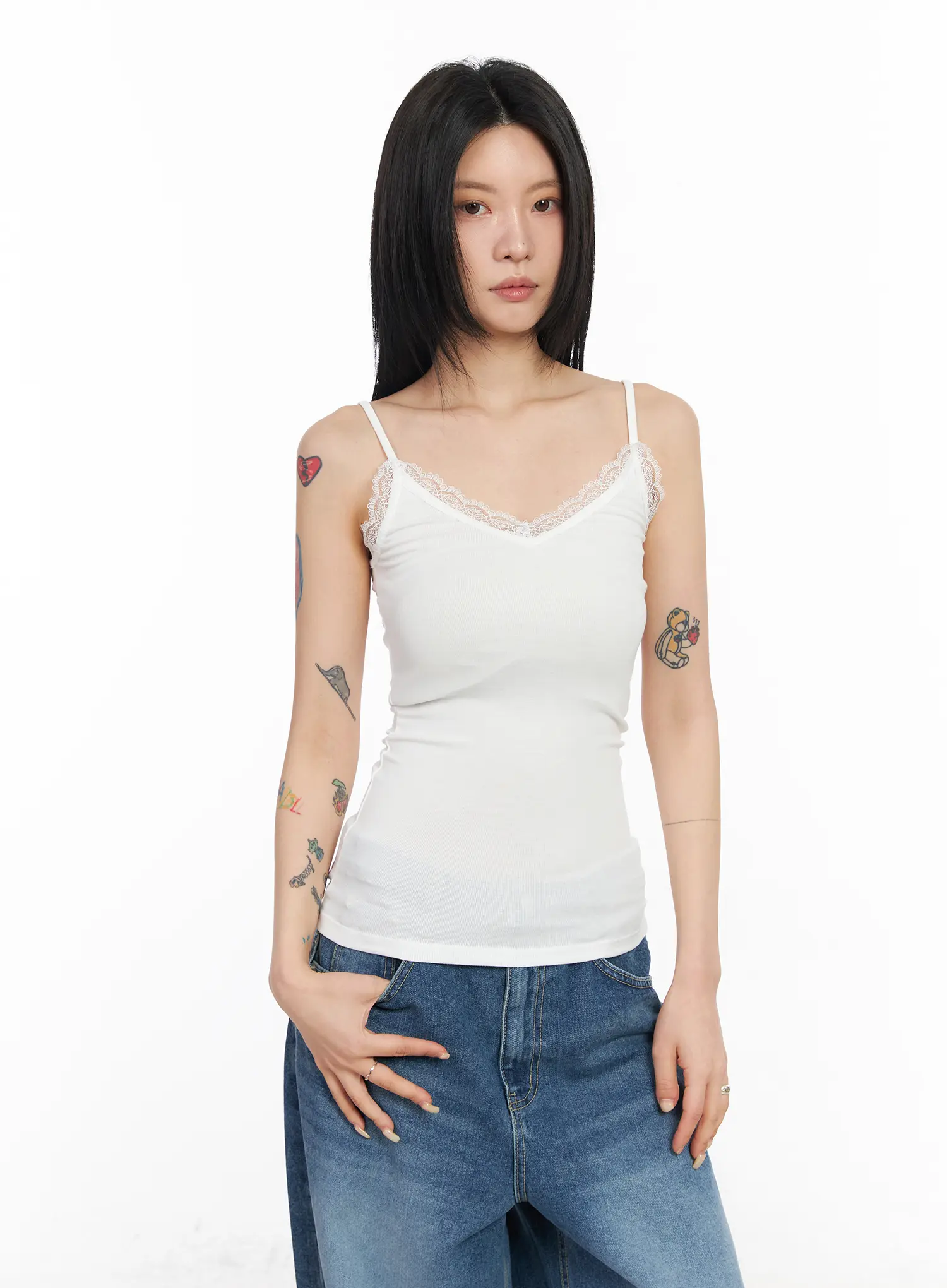Lace-Trimmed V-Neck Camisole CM516 - Image 5