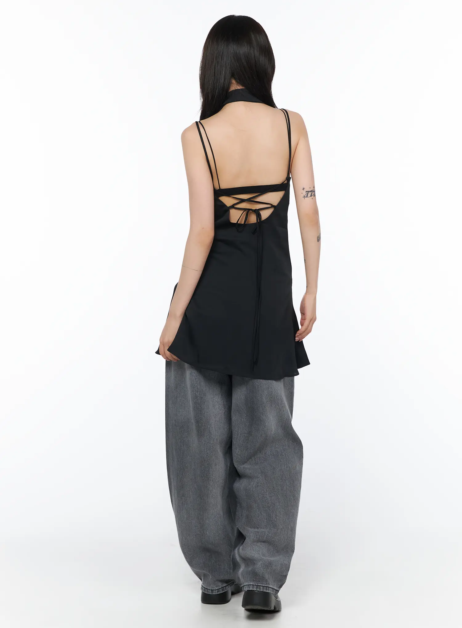 Lace-Up Backless Mini Dress CA527 - Image 5
