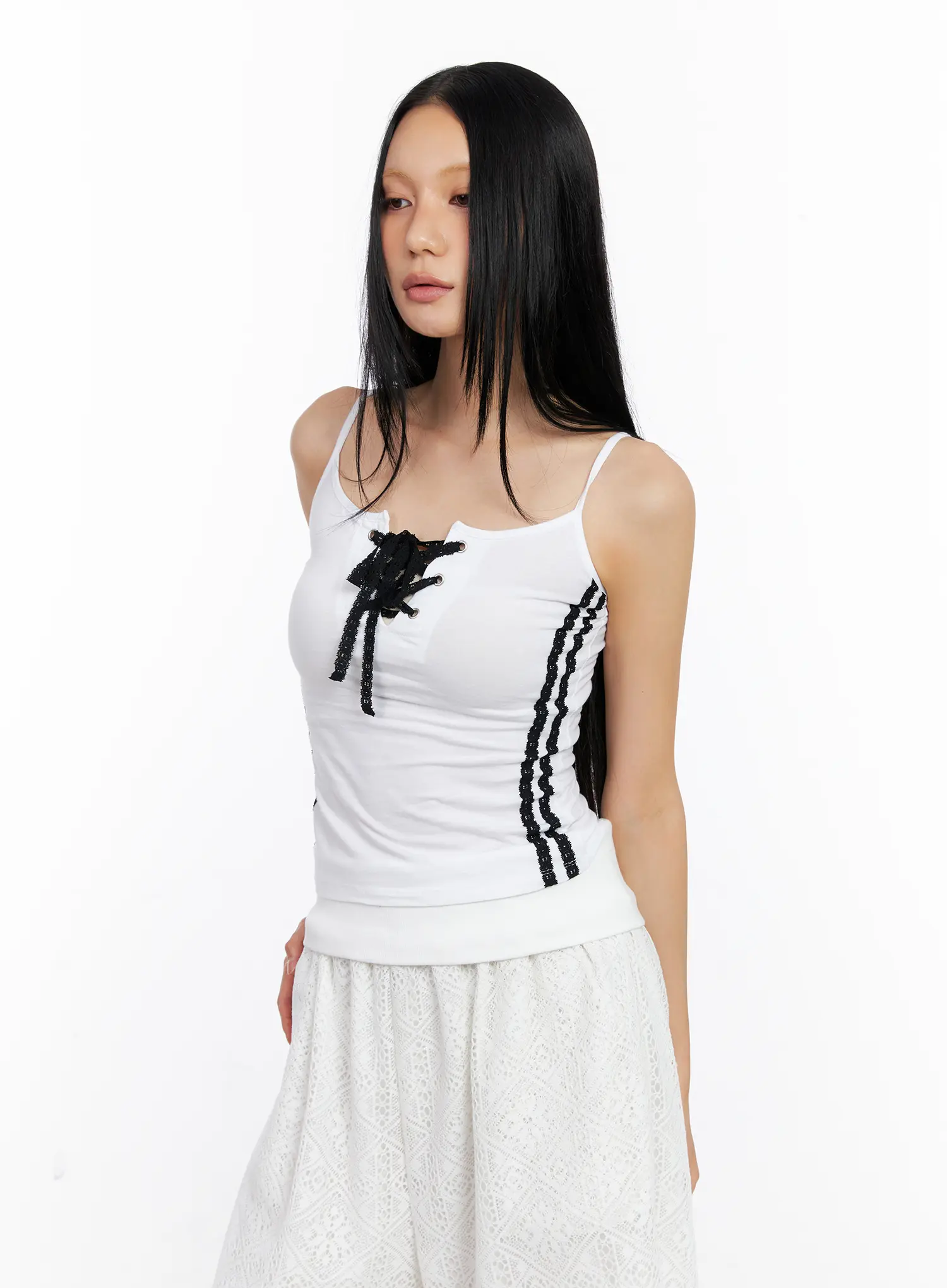 Lace-Up Eyelet Tank Top CL530 - Image 2