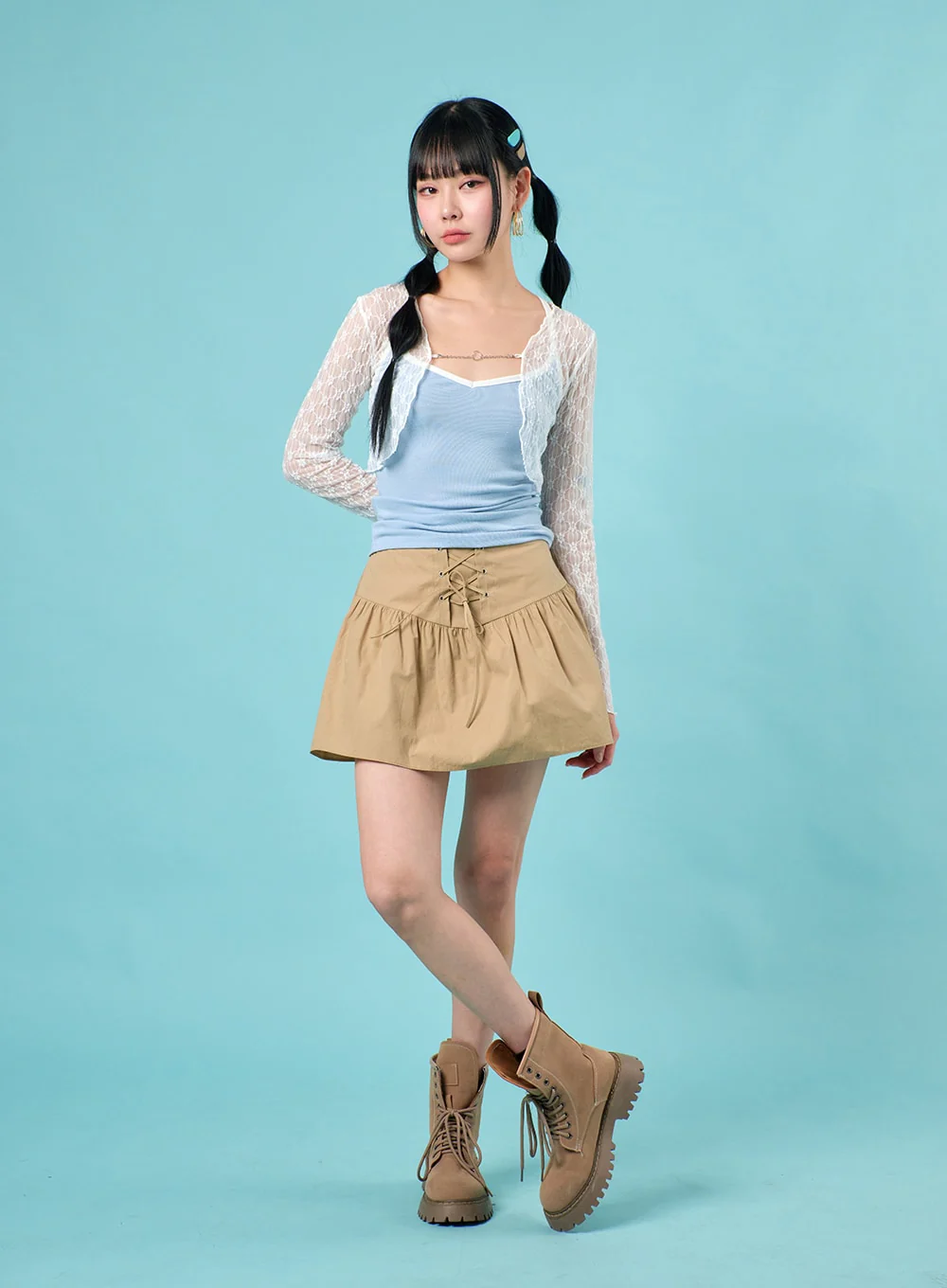 Lace-Up Mini Skirt IJ430 - Image 4