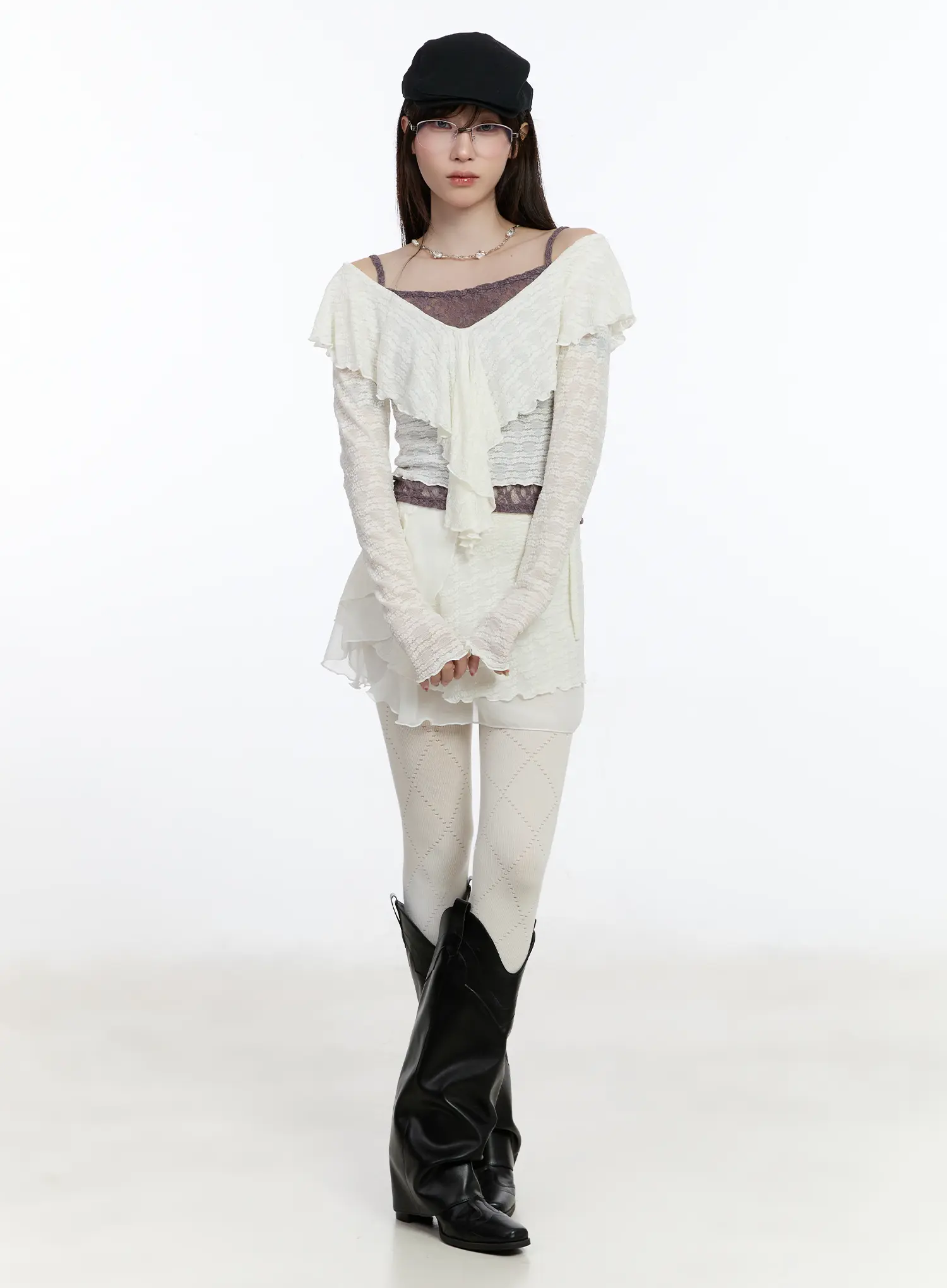 Lace Wrap Mini Skirt CA503 - Image 2