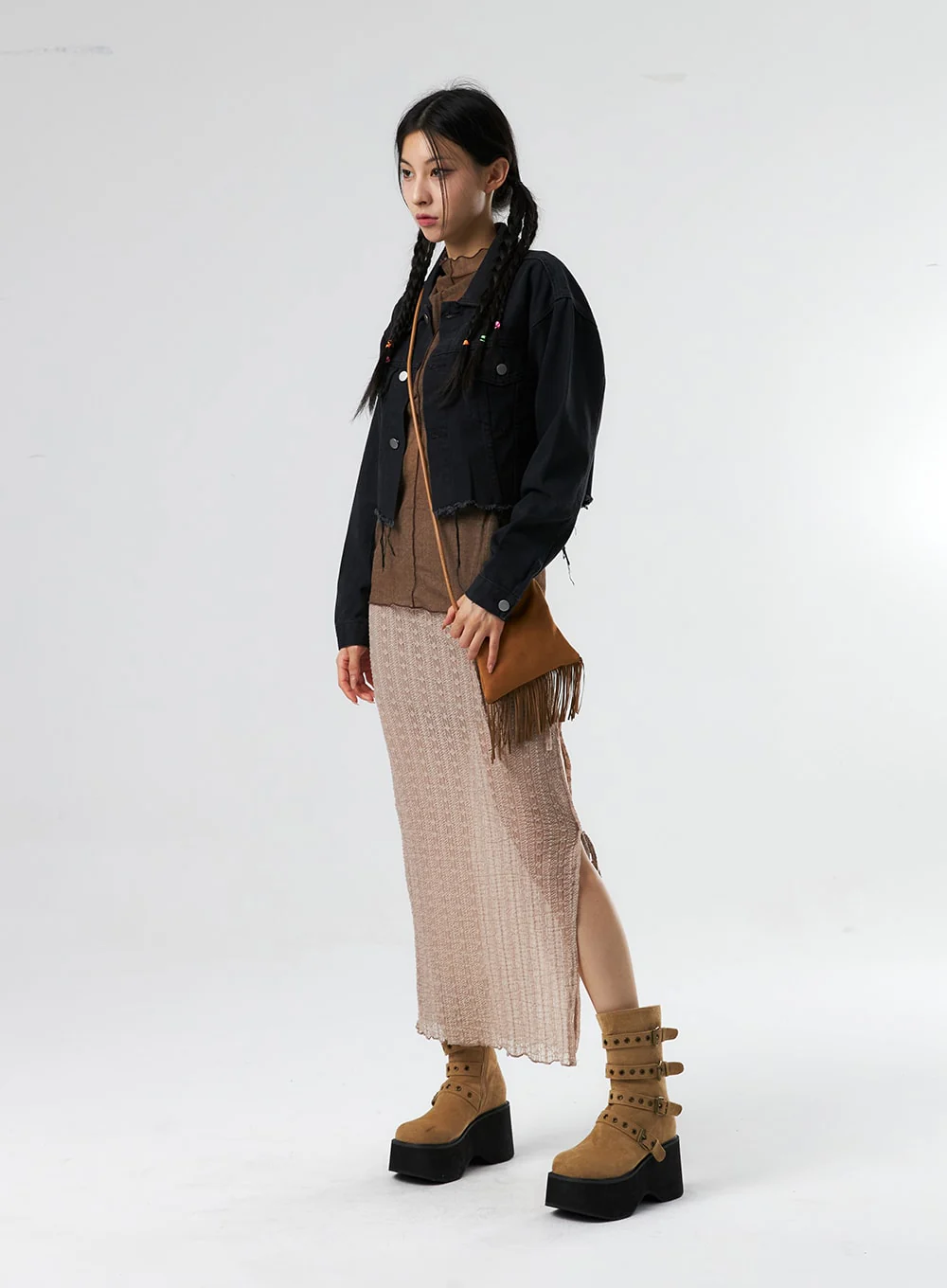 Lace X Strap Maxi Skirt IS327 - Image 13