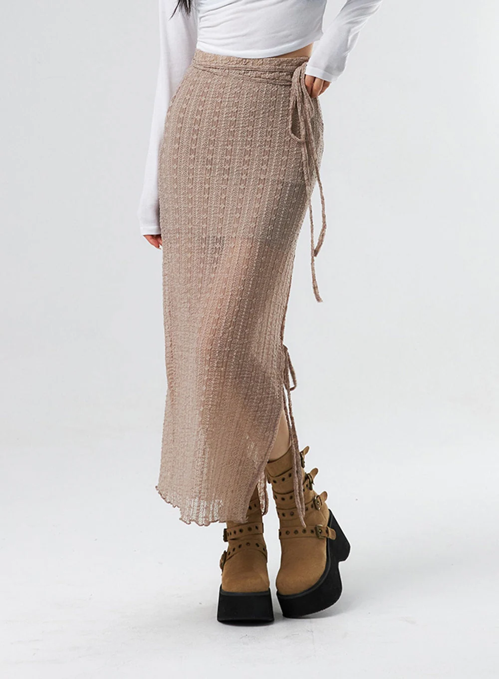 Lace X Strap Maxi Skirt IS327 - Image 3