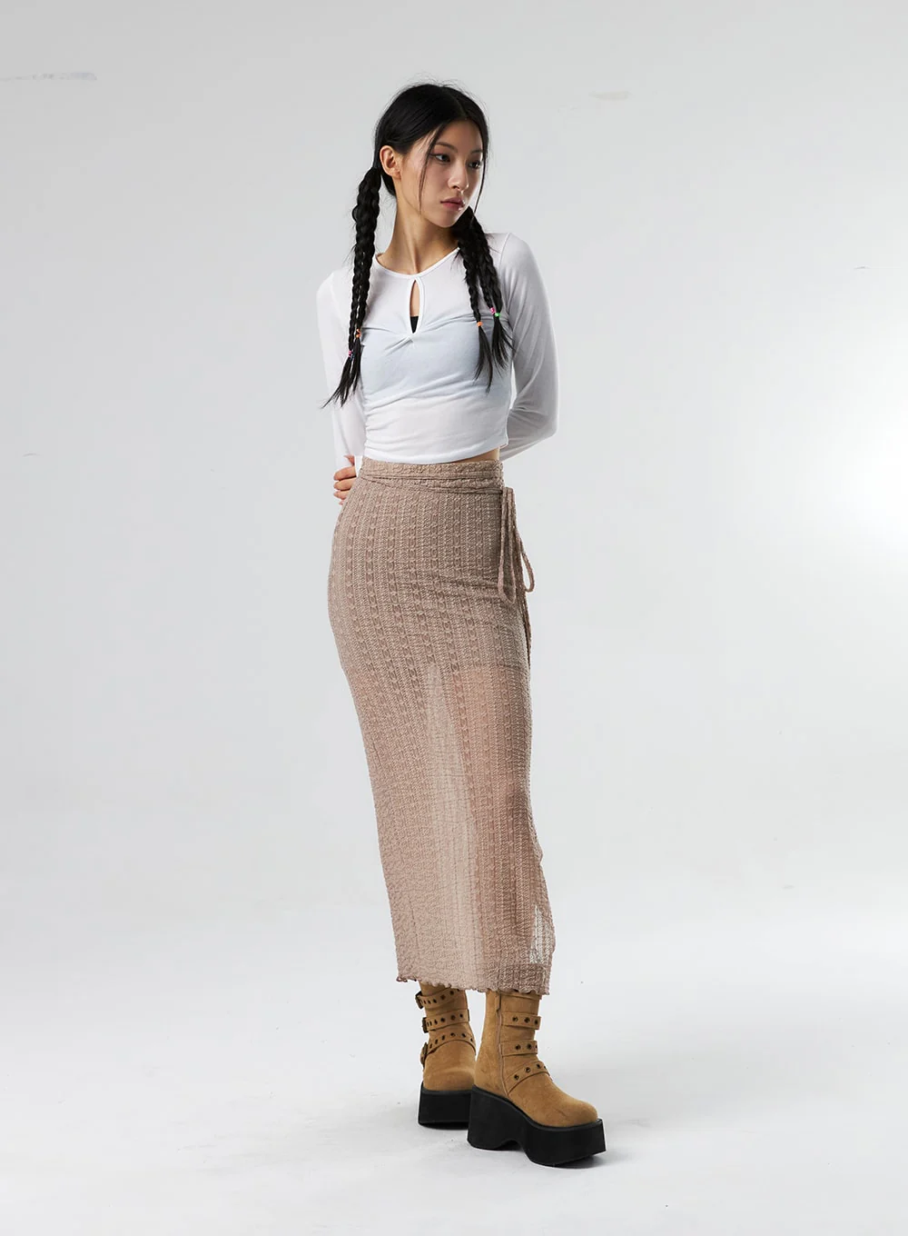 Lace X Strap Maxi Skirt IS327 - Image 4