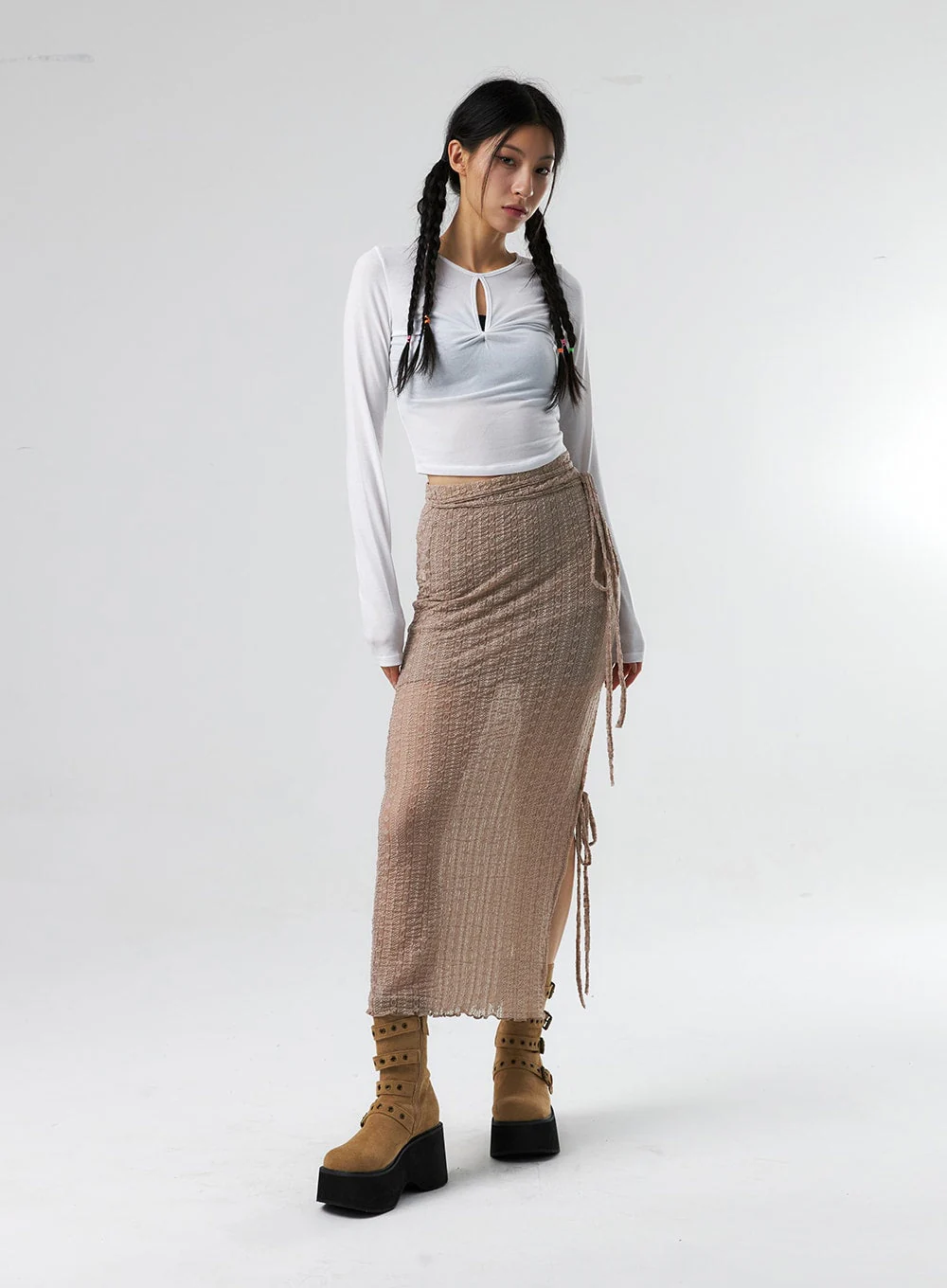 Lace X Strap Maxi Skirt IS327 - Image 7