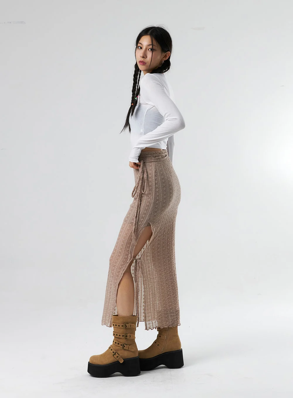 Lace X Strap Maxi Skirt IS327 - Image 9