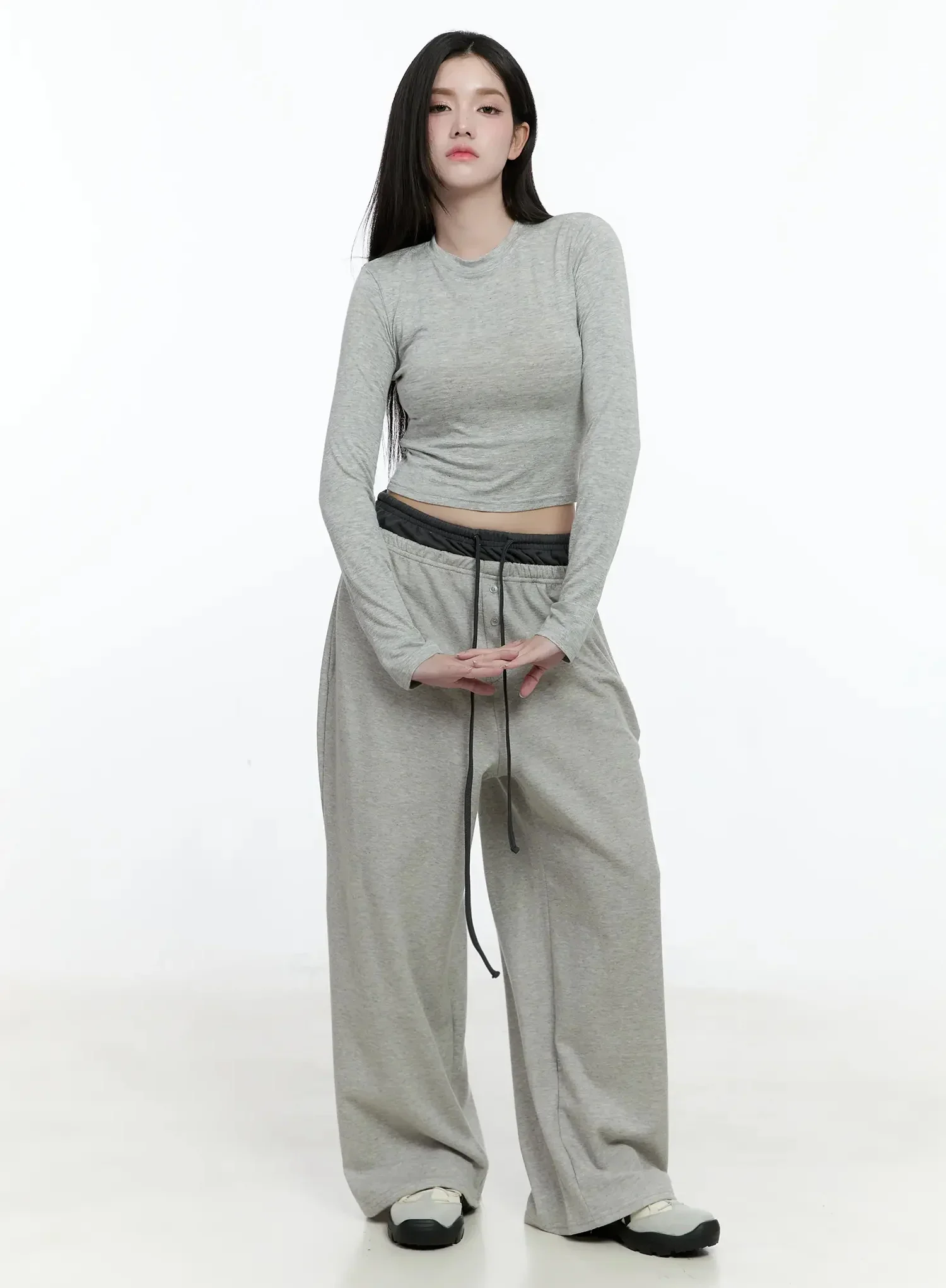 Layered Button Baggy Sweatpants IO527 - Image 10