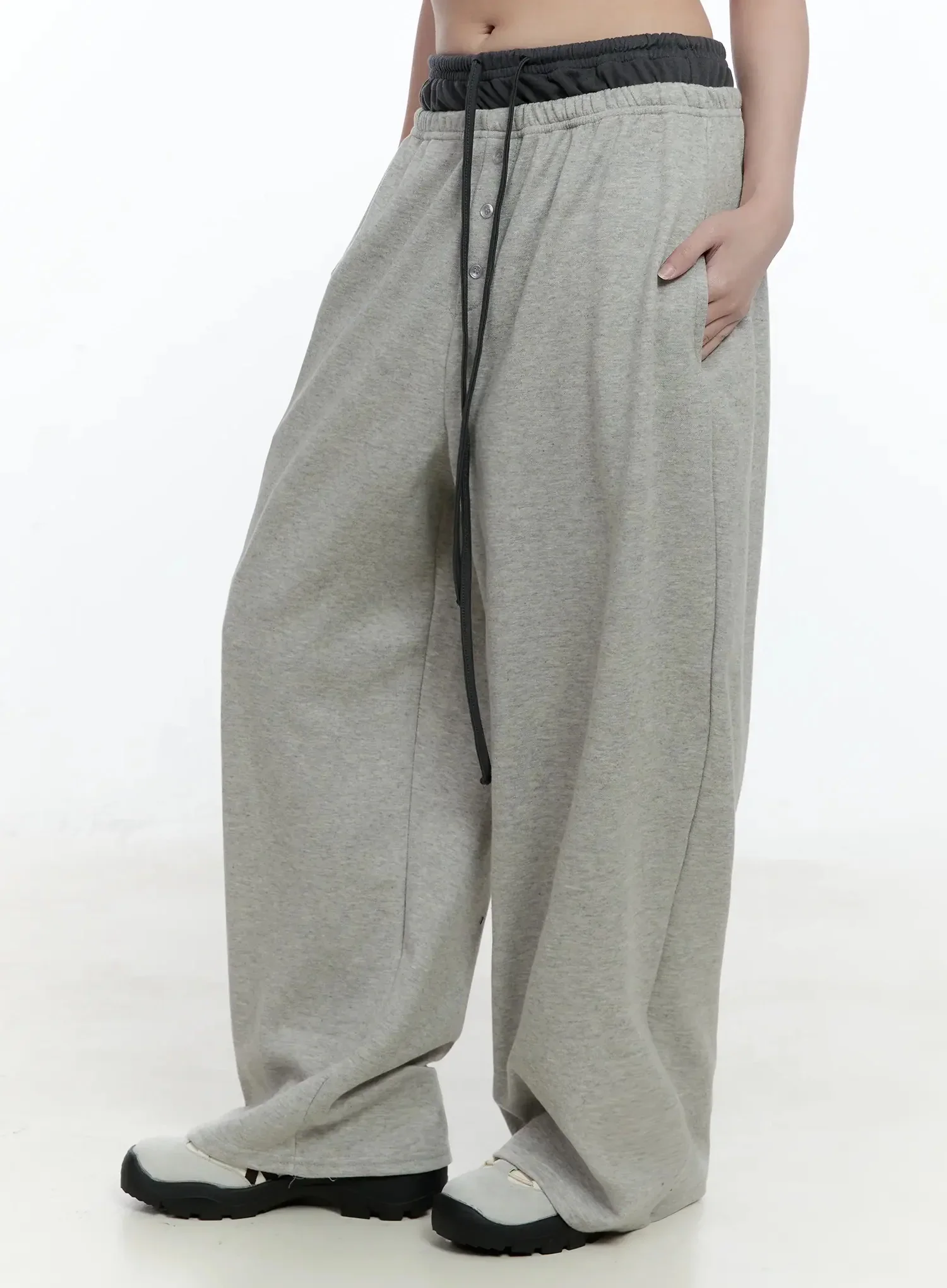 Layered Button Baggy Sweatpants IO527 - Image 13