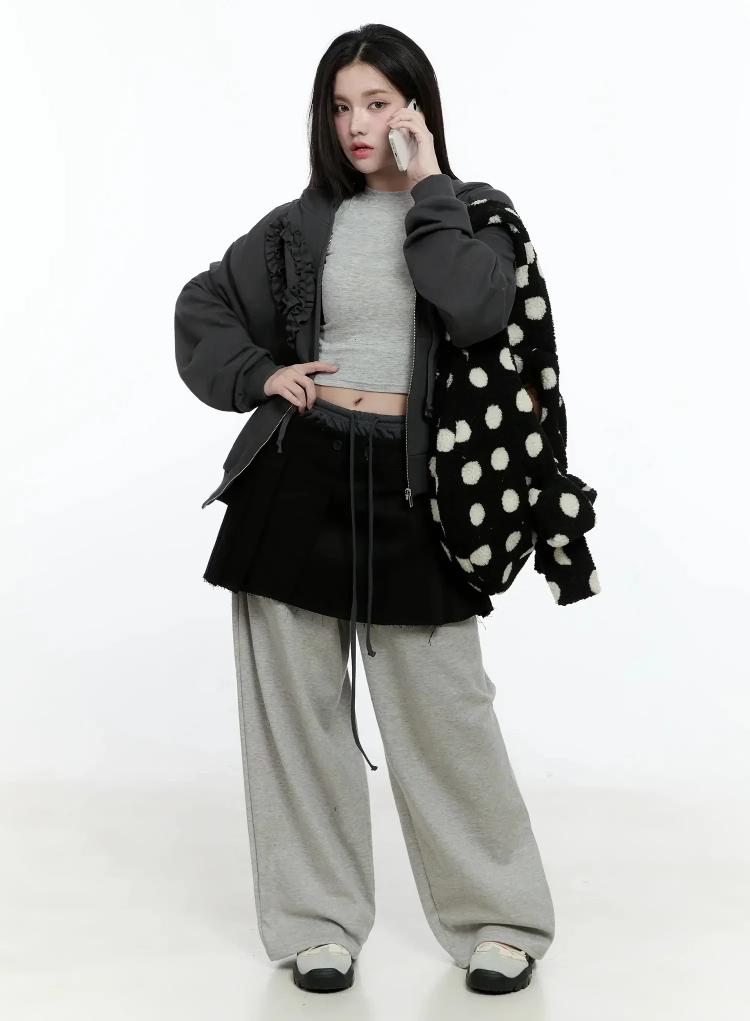 Layered Button Baggy Sweatpants IO527 - Image 2