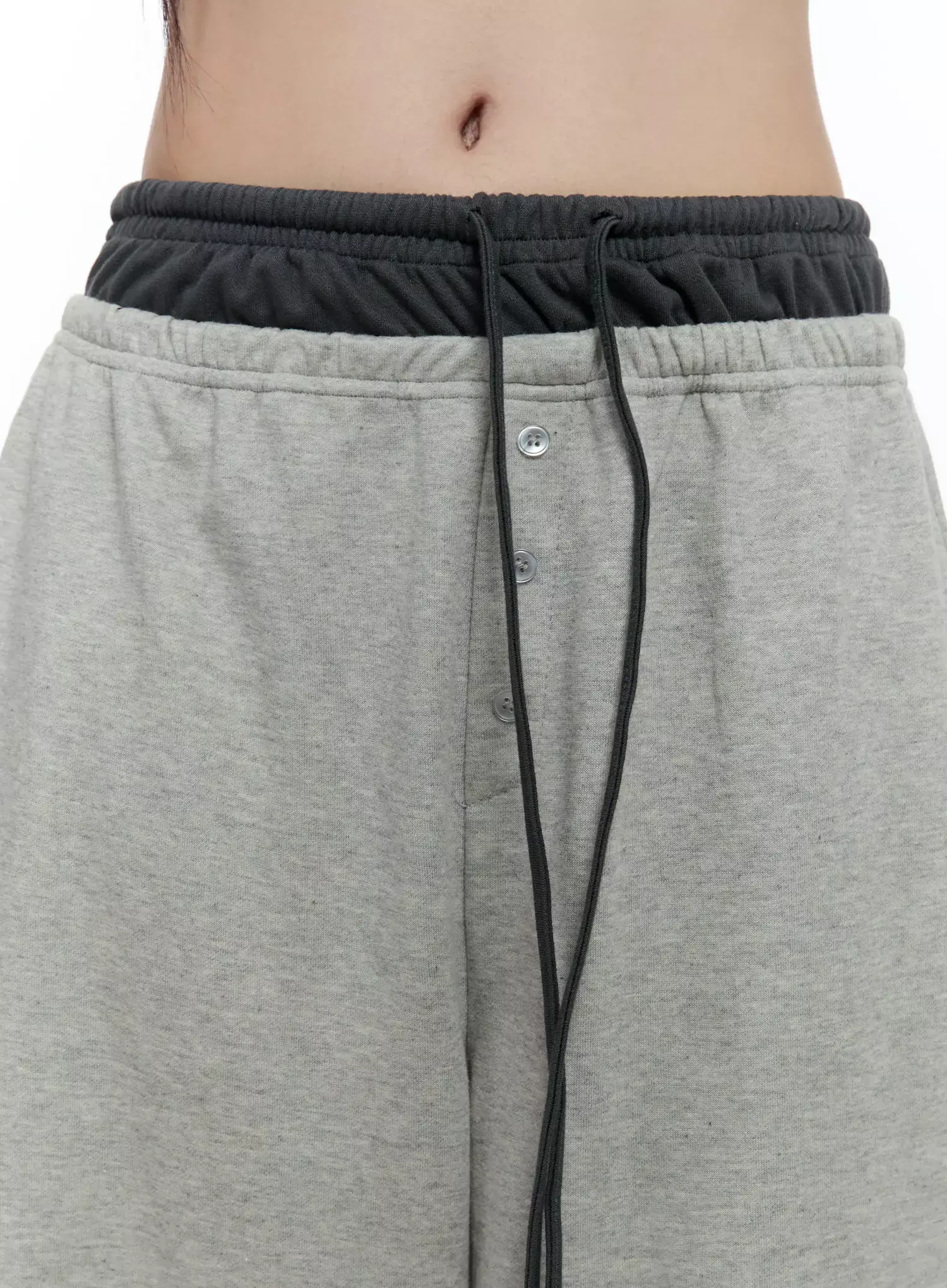Layered Button Baggy Sweatpants IO527 - Image 3