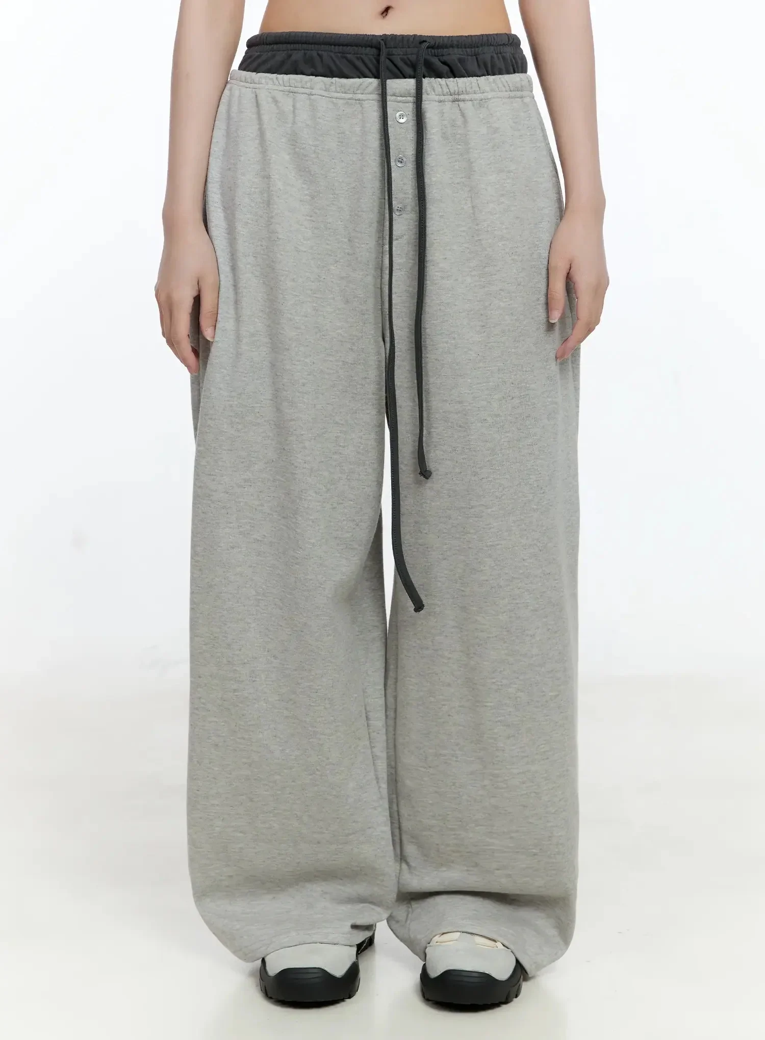 Layered Button Baggy Sweatpants IO527 - Image 4