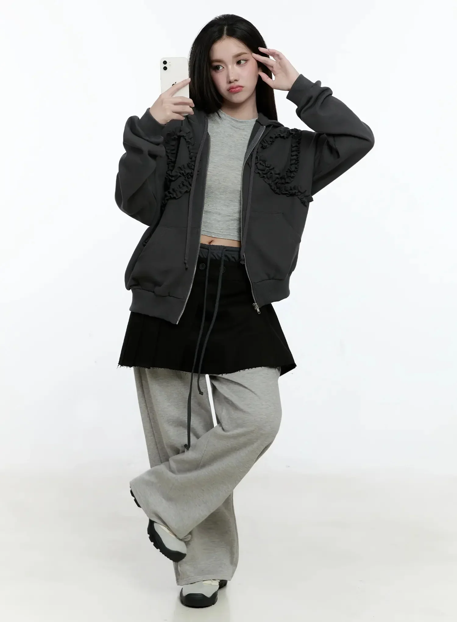 Layered Button Baggy Sweatpants IO527 - Image 7