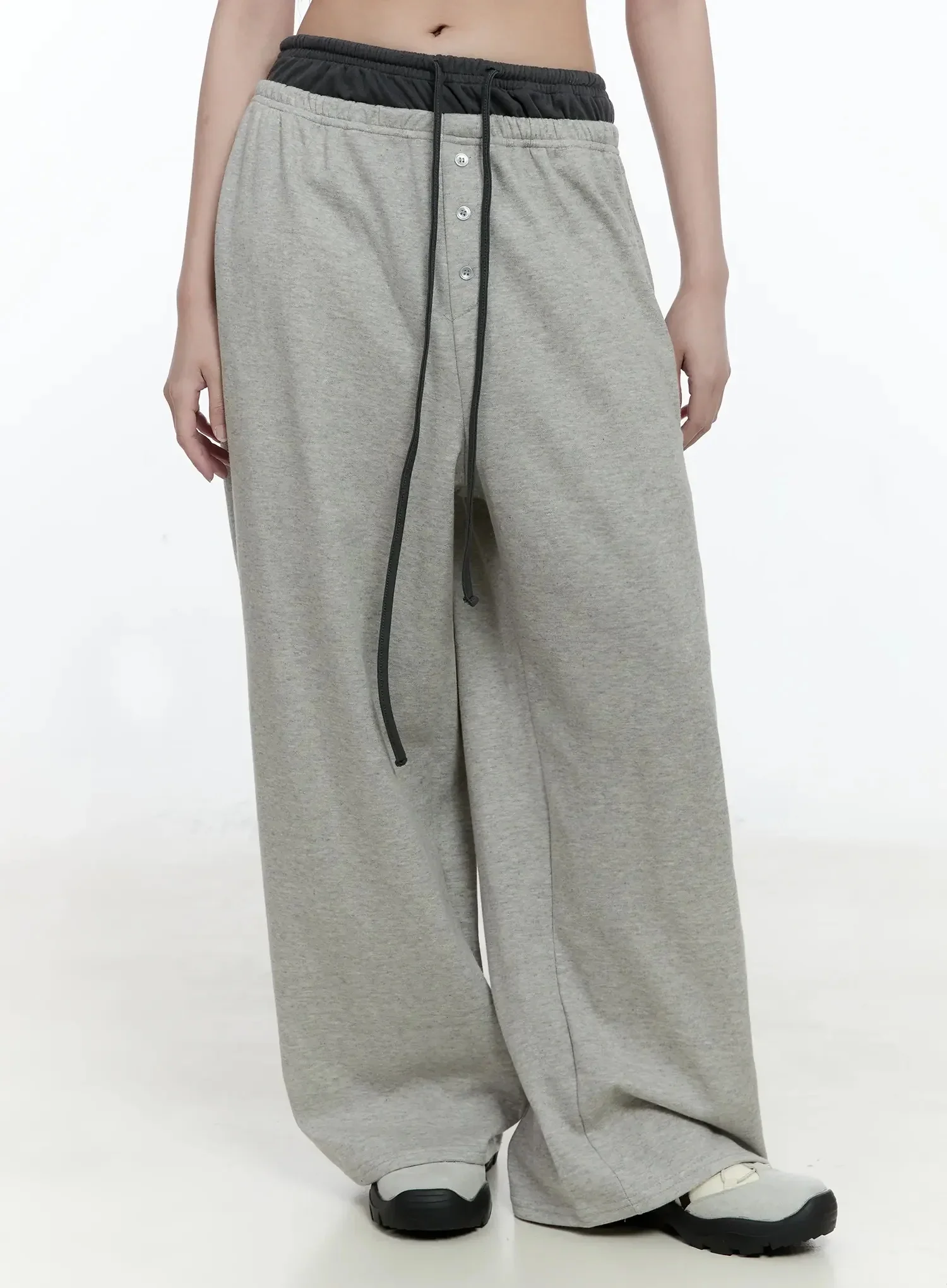 Layered Button Baggy Sweatpants IO527 - Image 8