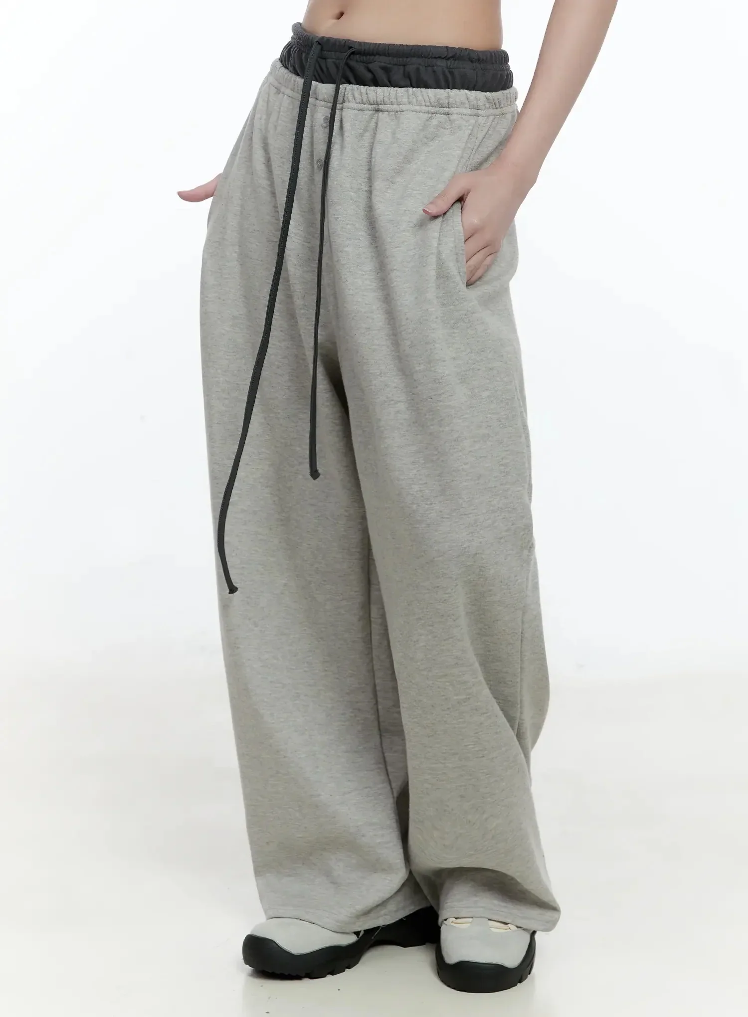 Layered Button Baggy Sweatpants IO527 - Image 9