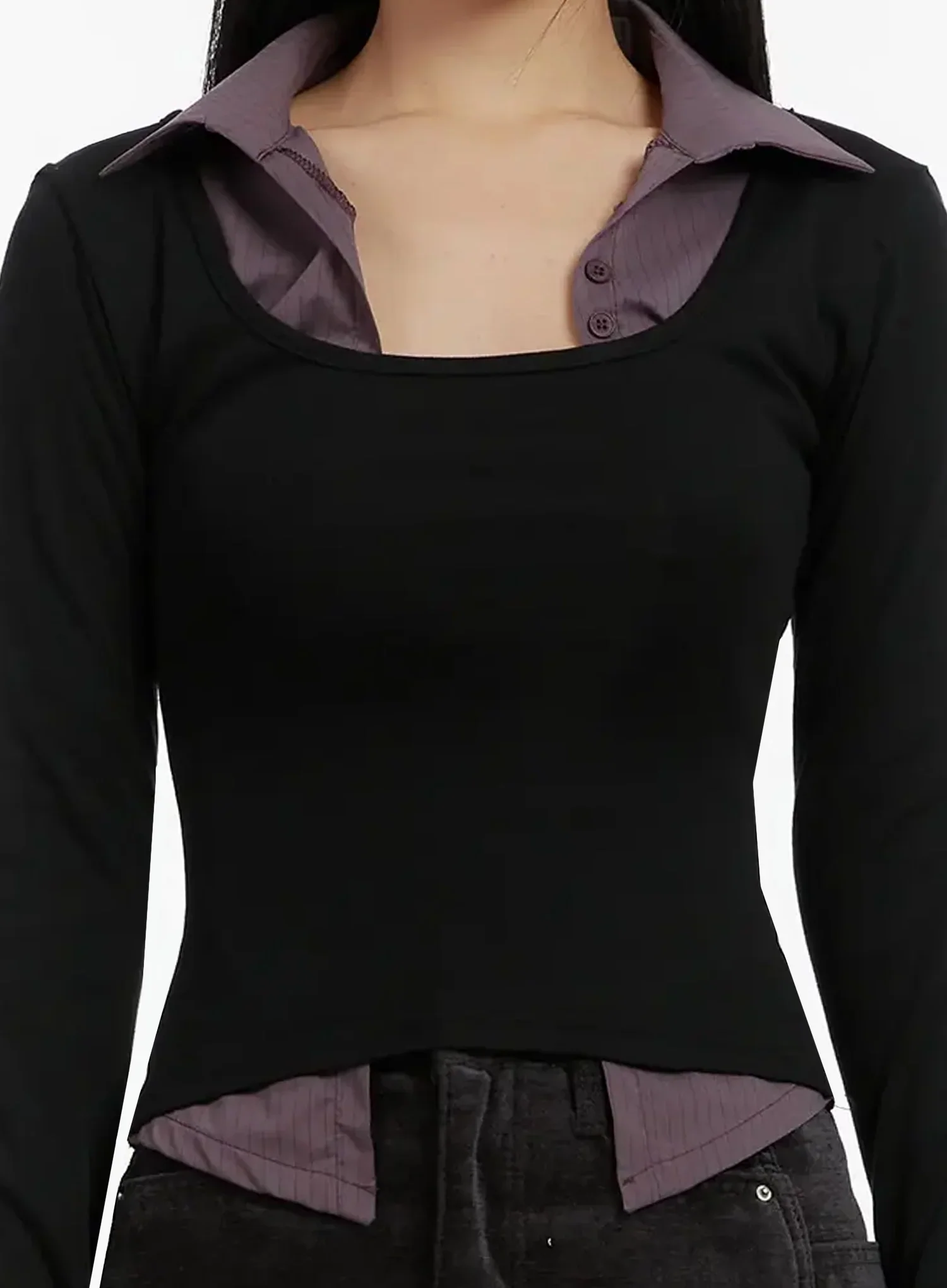 Layered Collar Crop Top ID525 - Image 3