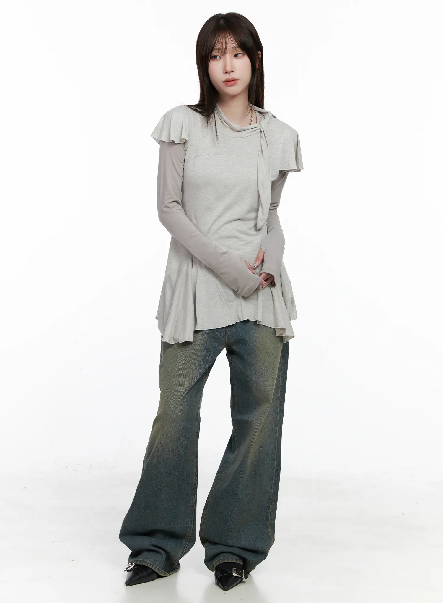 Layered Flare Sleeve Top CO520 - Image 2