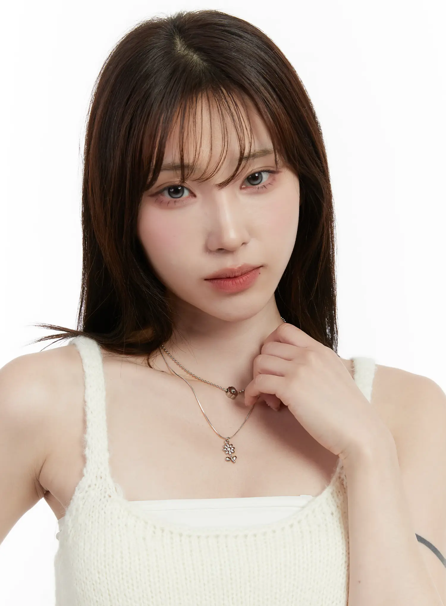 Layered Flower Charm Necklace ID529 - Image 3