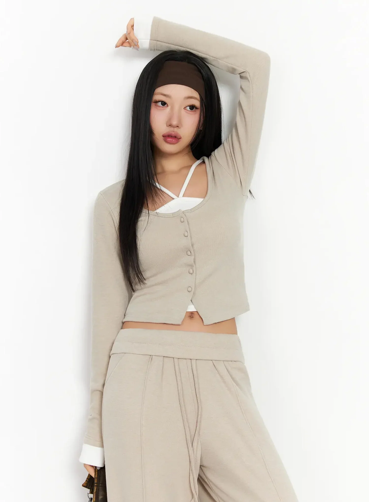 Layered Halter Cardigan Top IA507