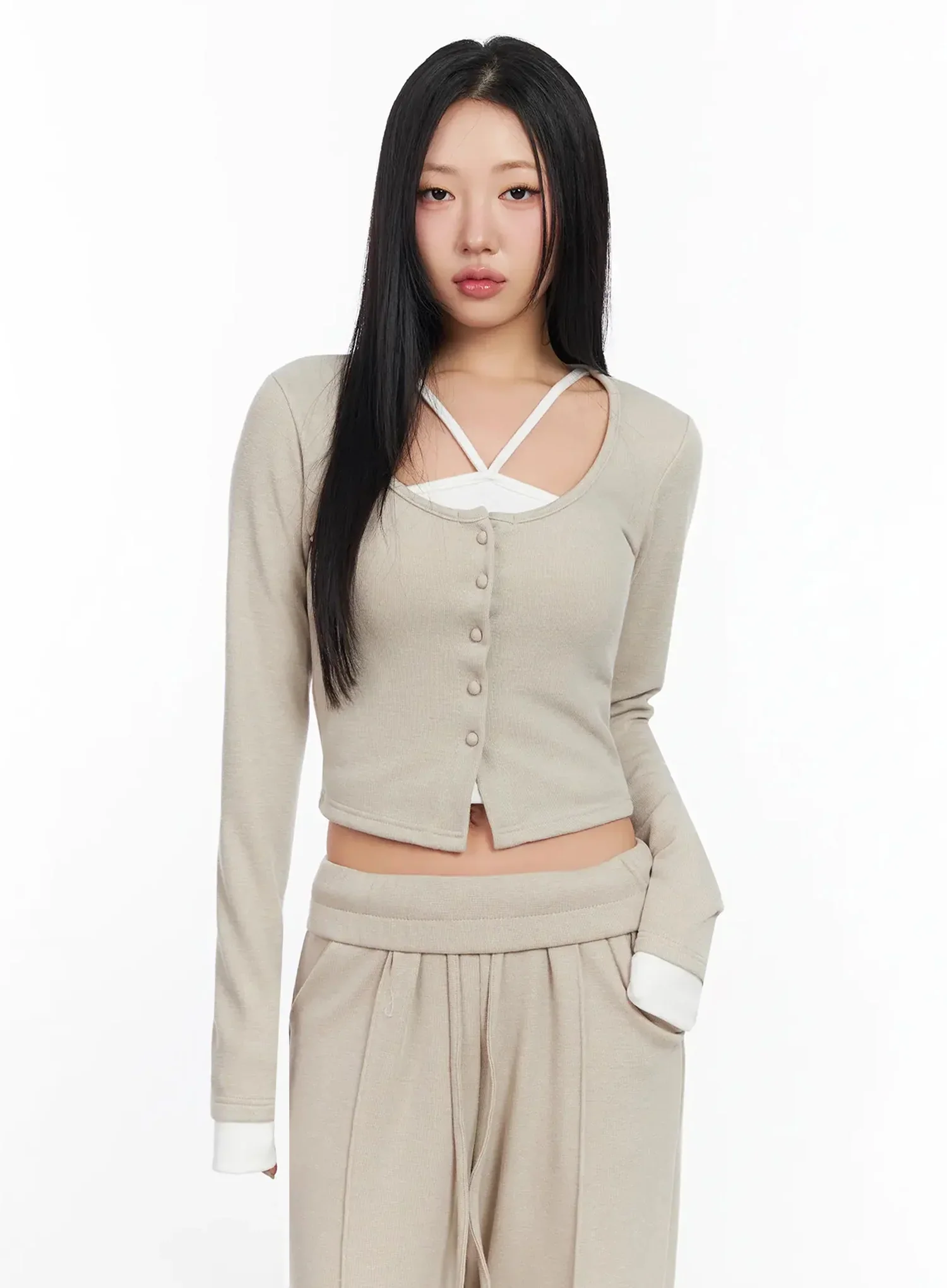 Layered Halter Cardigan Top IA507 - Image 9