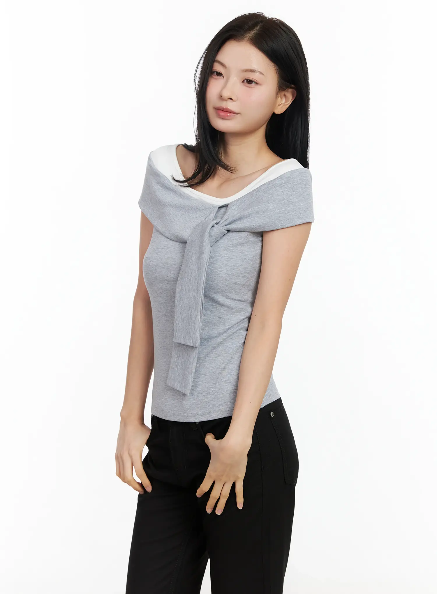 Layered Knot Off-Shoulder Tank IM524 - Image 2