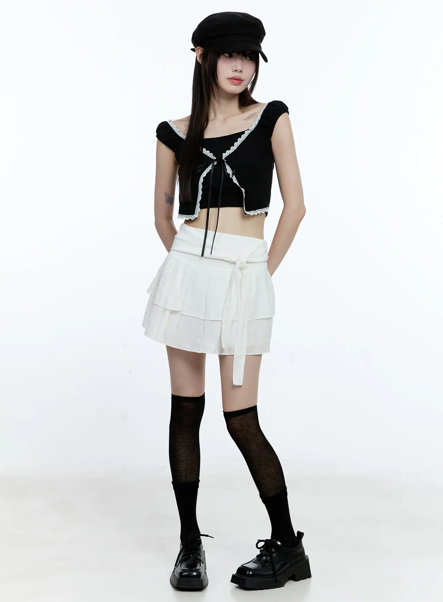 Layered Lace Short-Sleeve Cardigan CG511 - Image 11