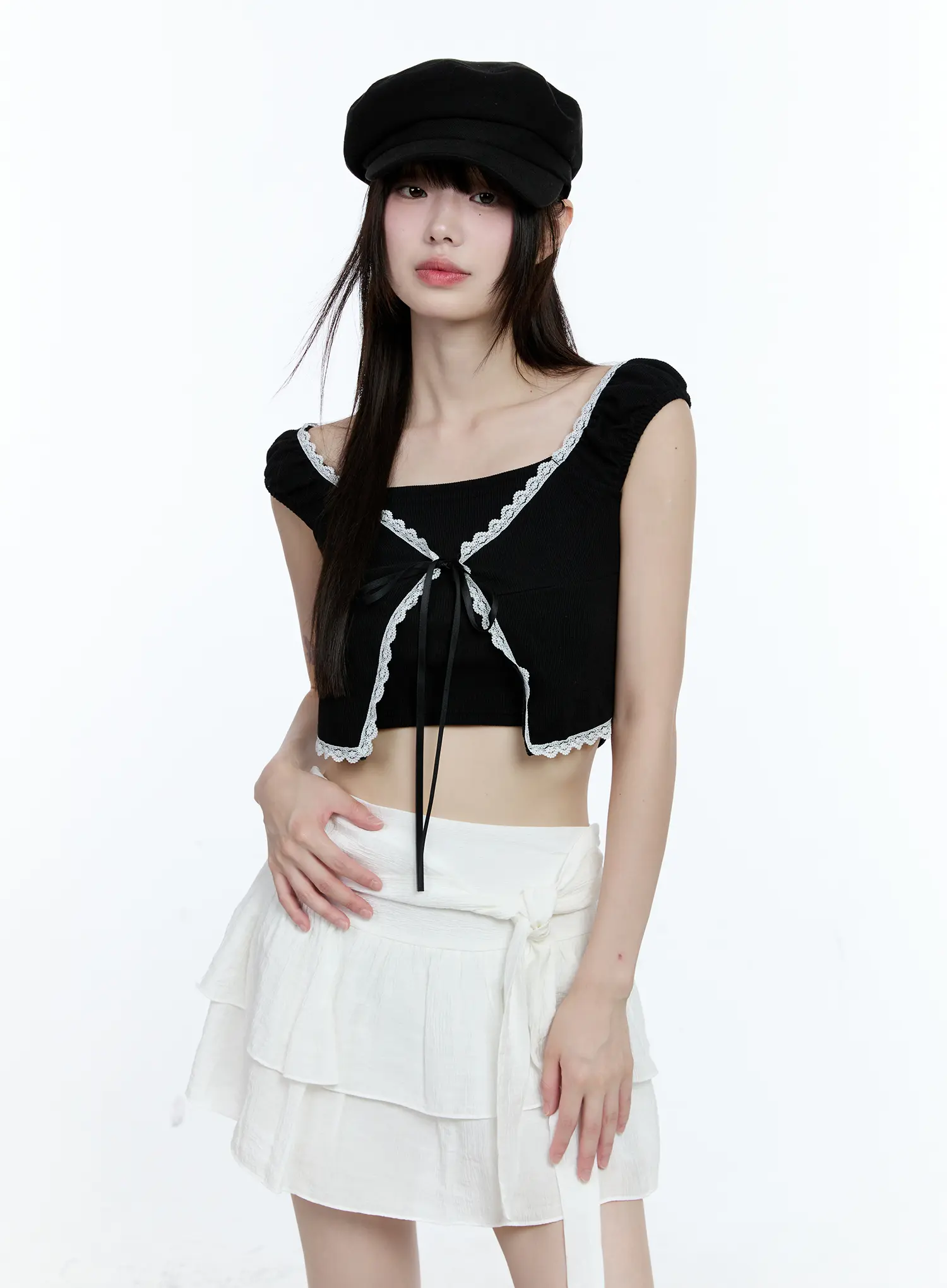 Layered Lace Short-Sleeve Cardigan CG511 - Image 15