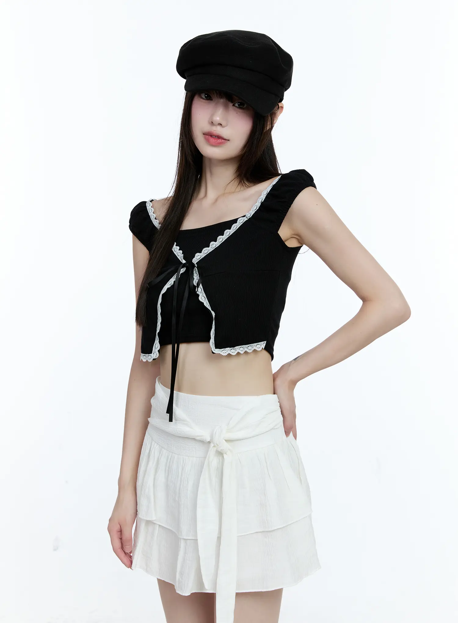 Layered Lace Short-Sleeve Cardigan CG511 - Image 2