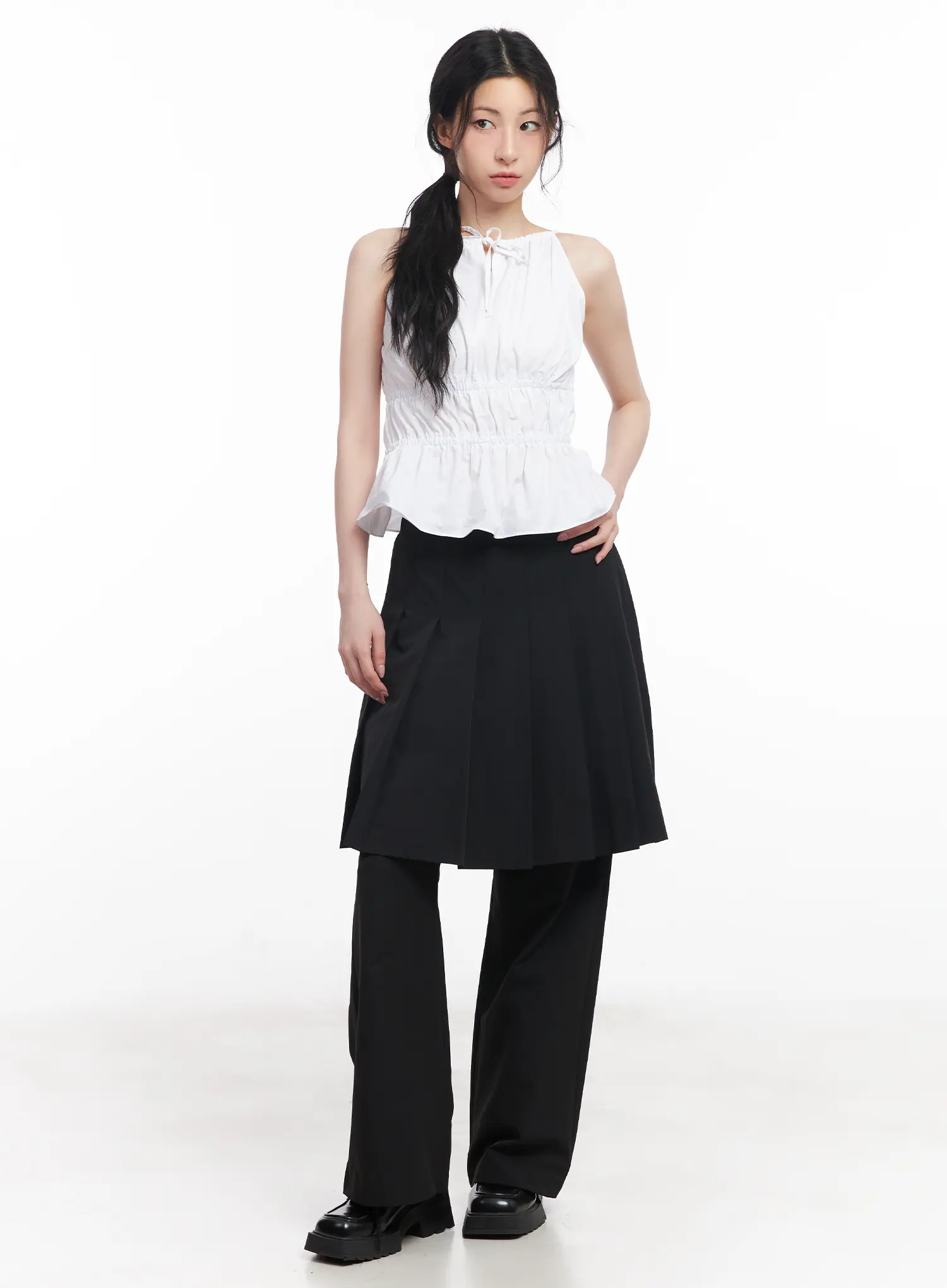 Layered Midi Skirt Pants CU510 - Image 3
