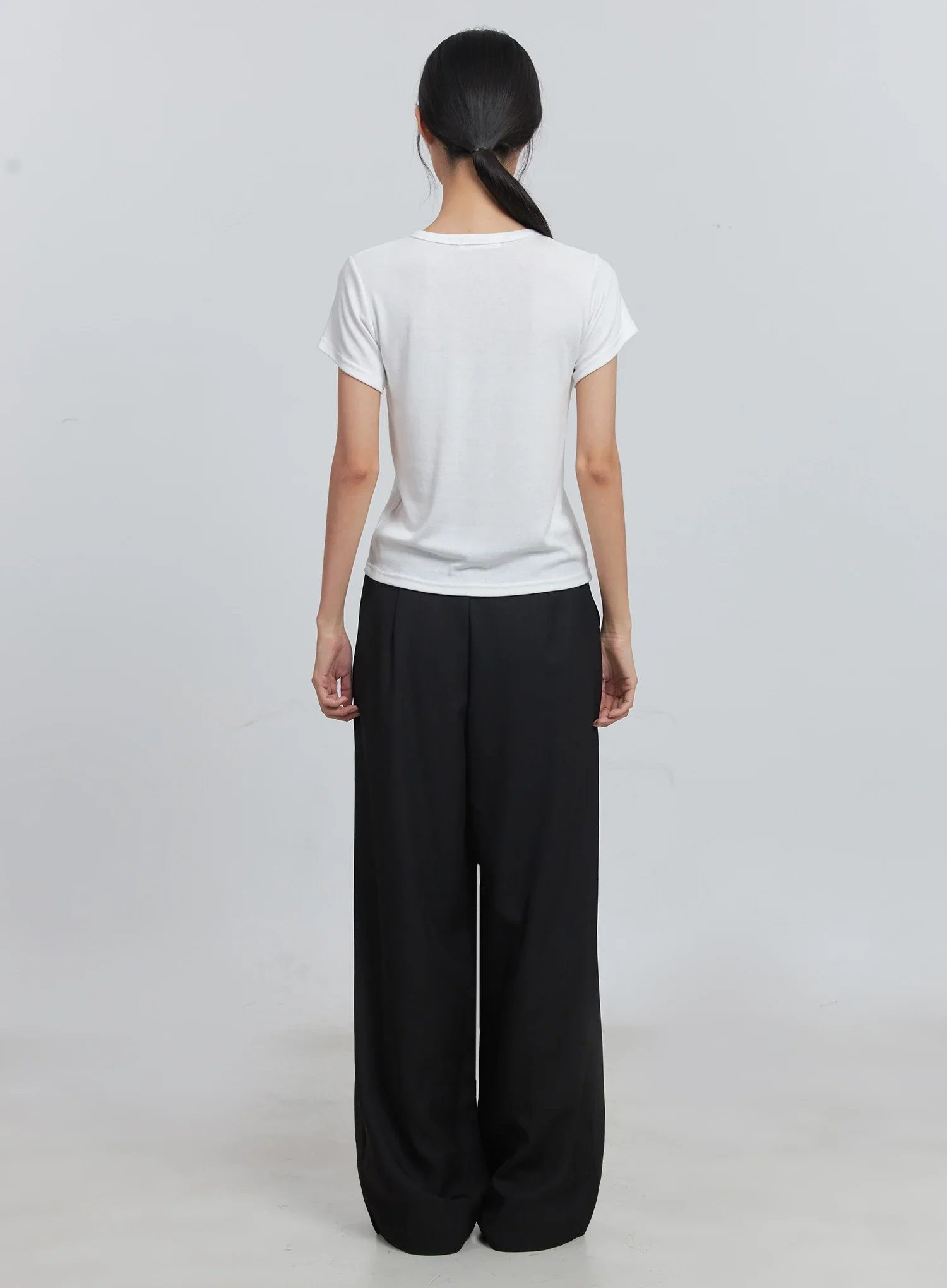 Layered Pintuck Wide-Leg Pants IU512 - Image 10