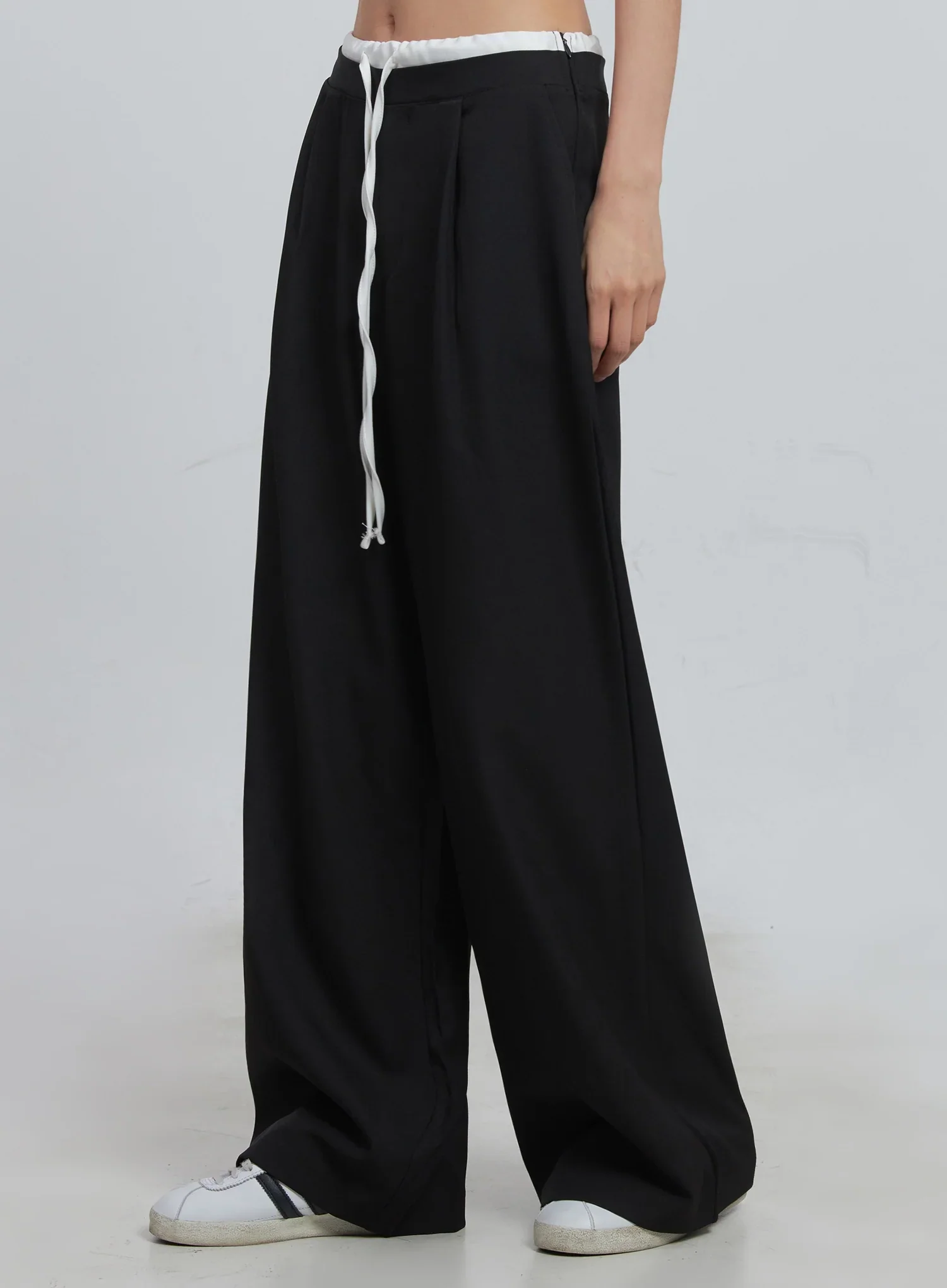 Layered Pintuck Wide-Leg Pants IU512 - Image 11