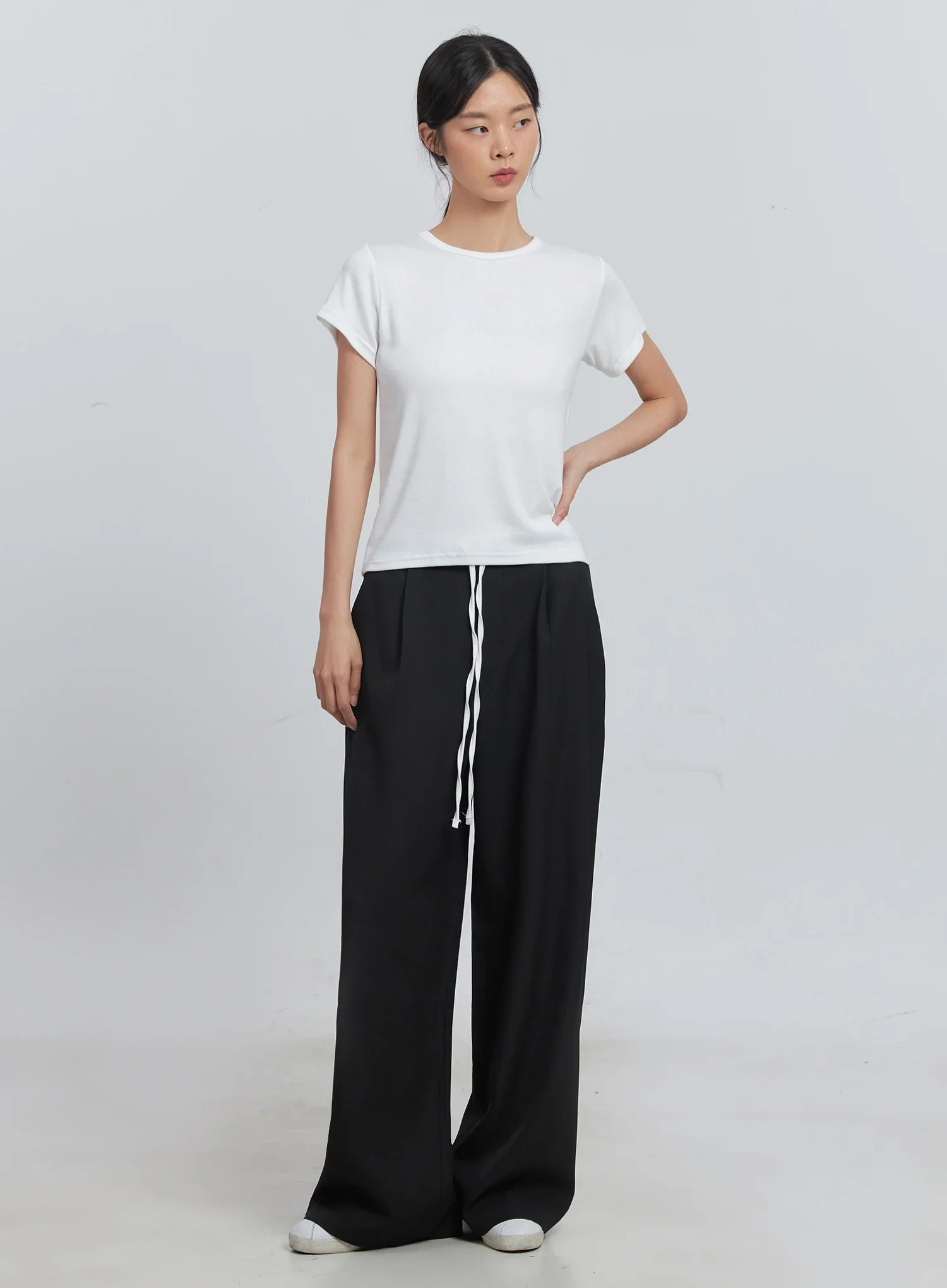 Layered Pintuck Wide-Leg Pants IU512 - Image 15