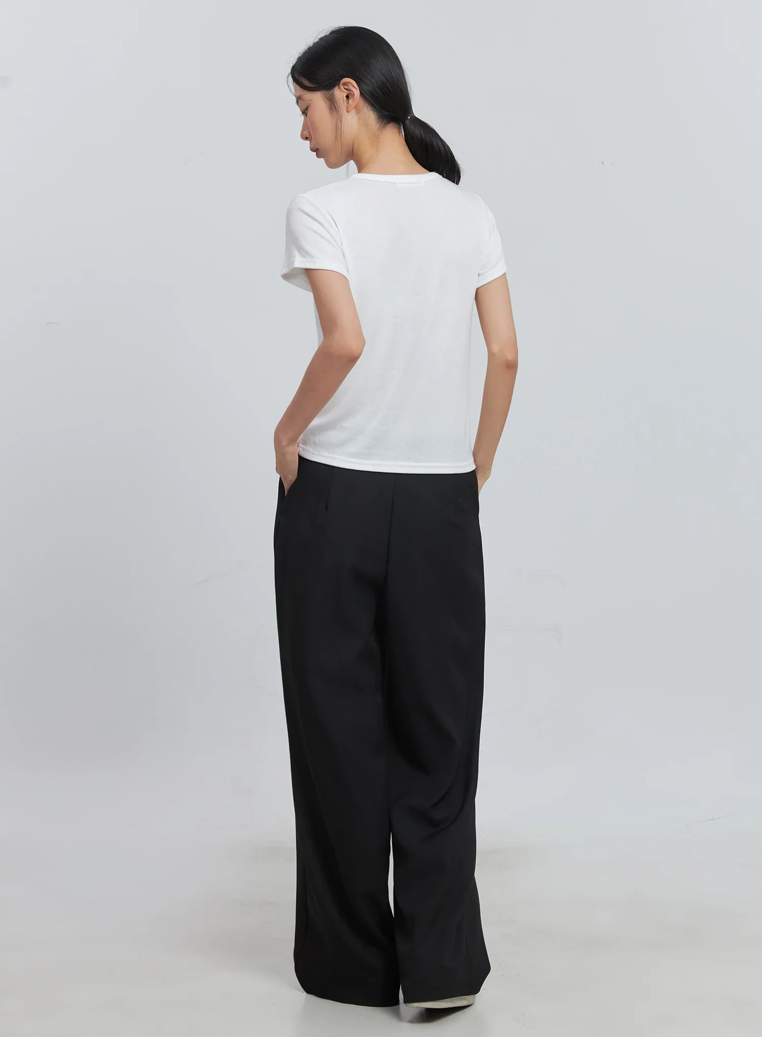 Layered Pintuck Wide-Leg Pants IU512 - Image 16
