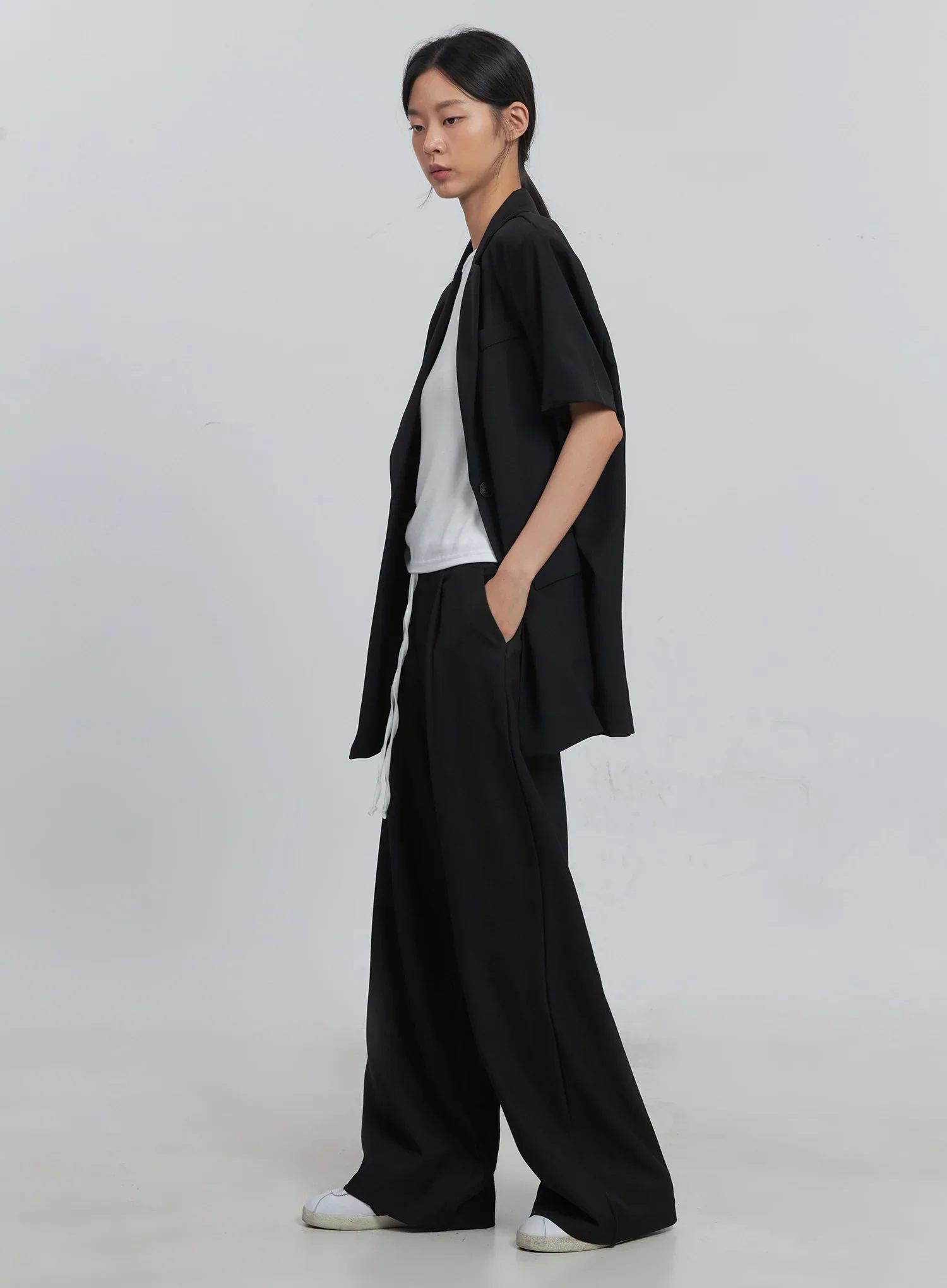 Layered Pintuck Wide-Leg Pants IU512 - Image 19