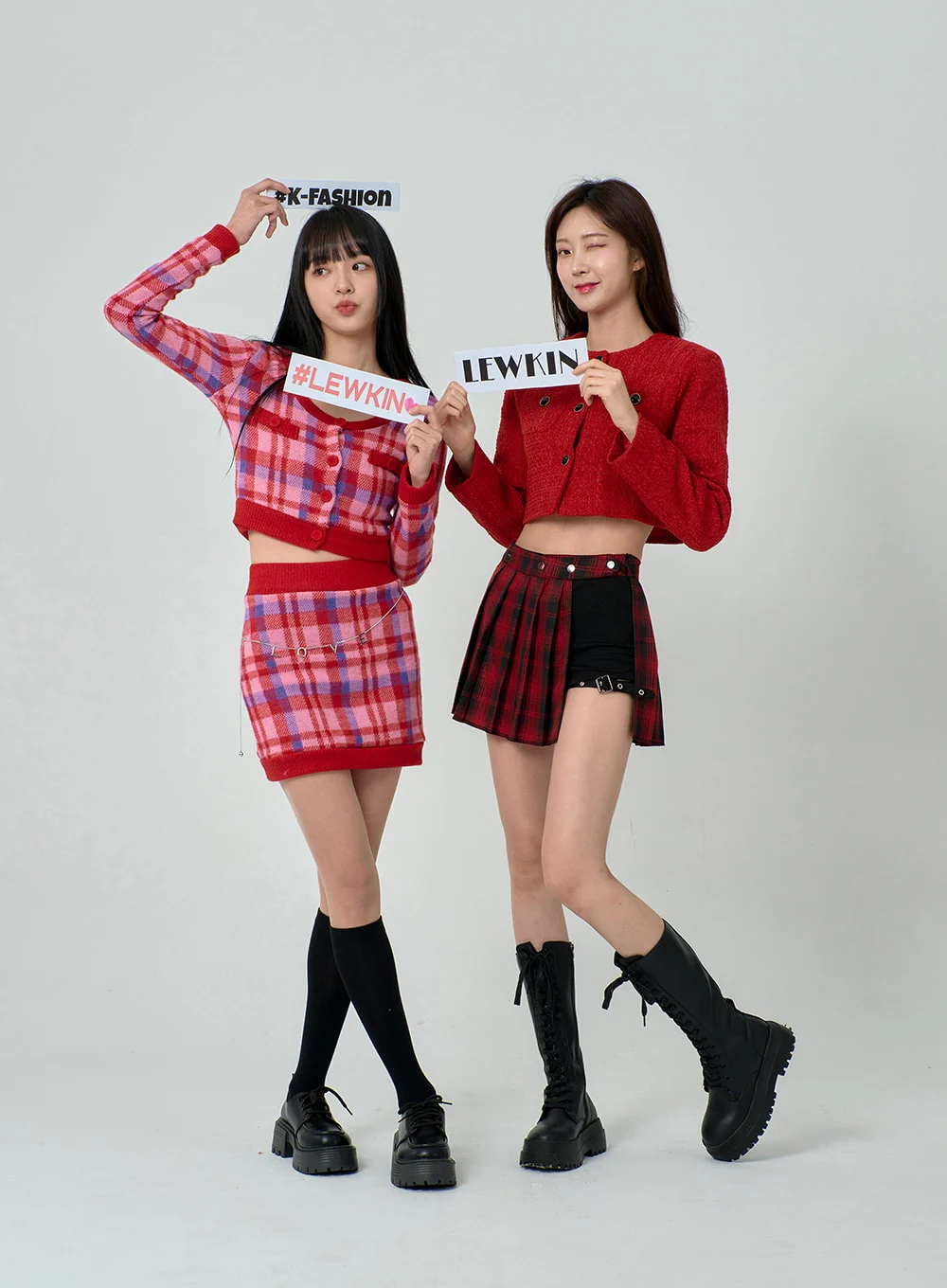 Layered Plaid Pleated Mini Skirt And Short Pants BN22 - Image 14