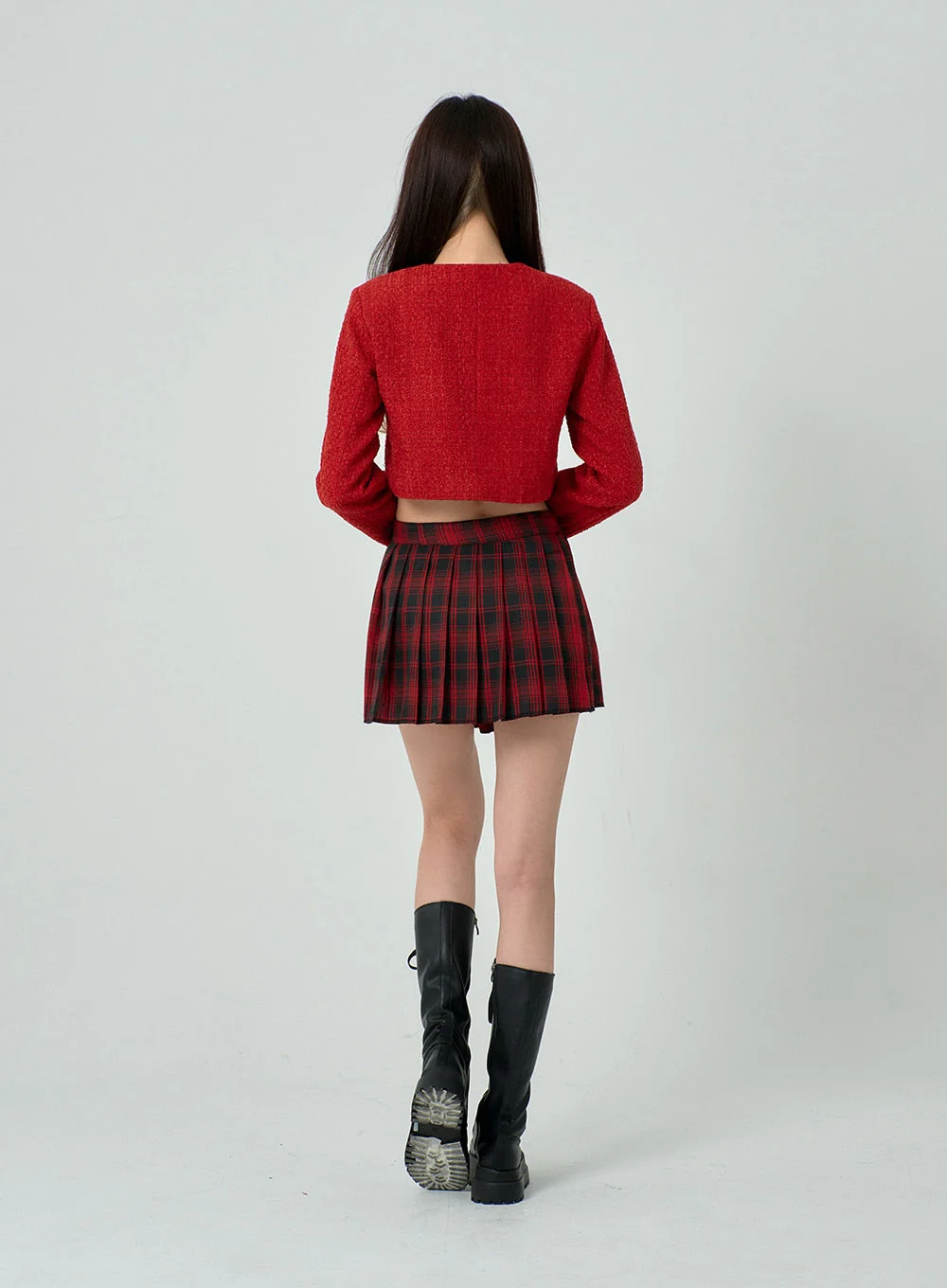 Layered Plaid Pleated Mini Skirt And Short Pants BN22 - Image 7