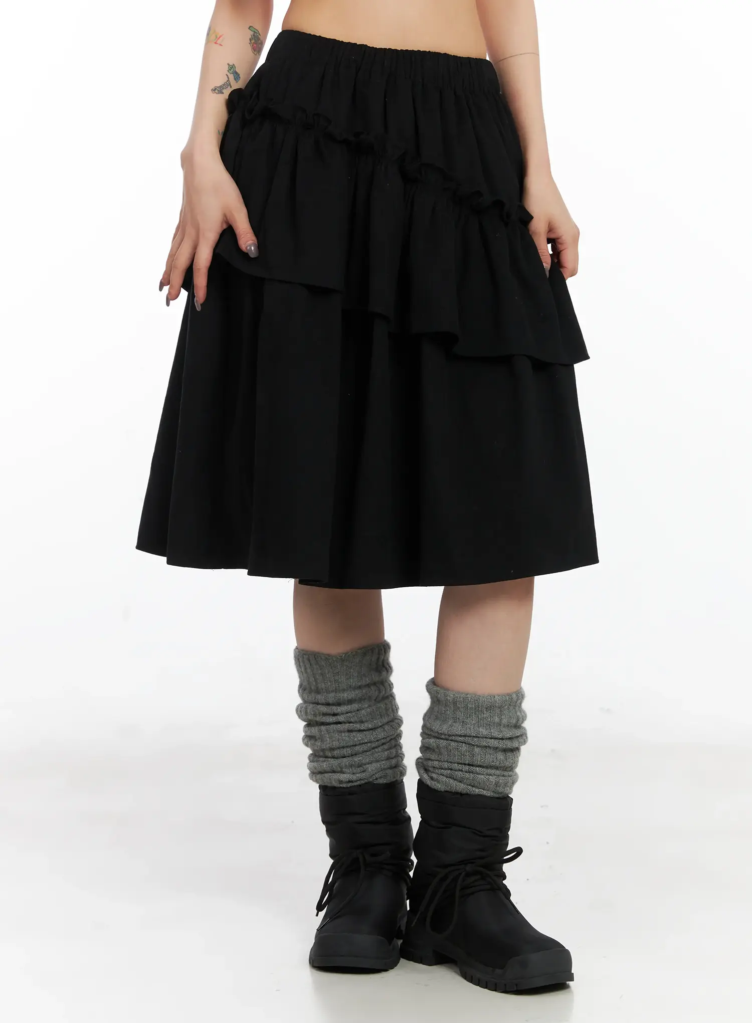 Layered Ruffle Flare Midi Skirt CD502 - Image 2
