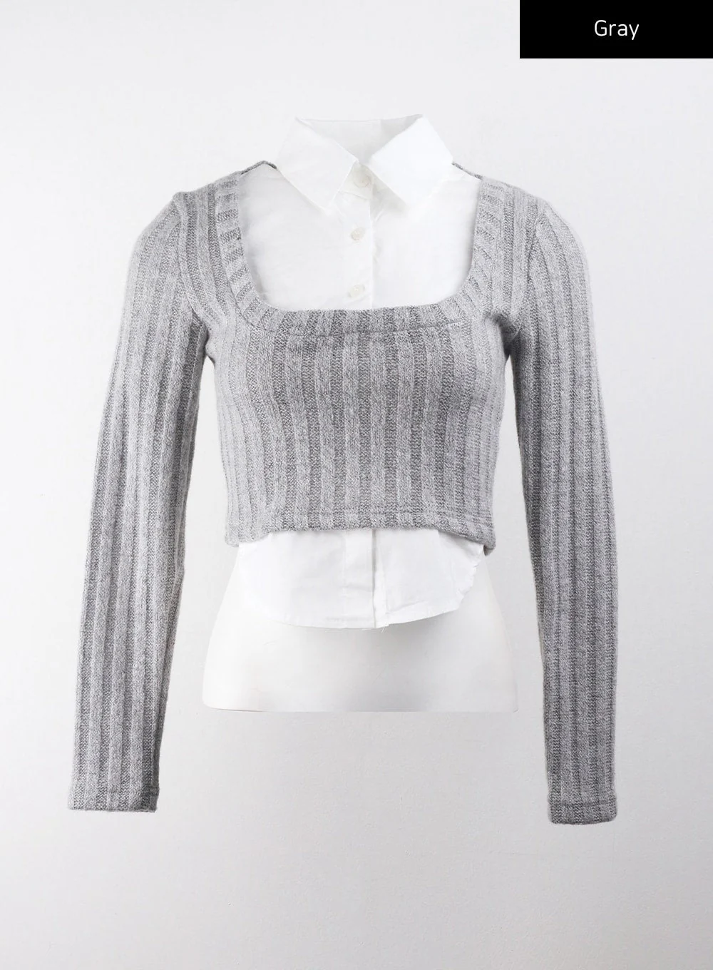 Layered Shirt Buttoned Crop Top CJ404 - Image 10