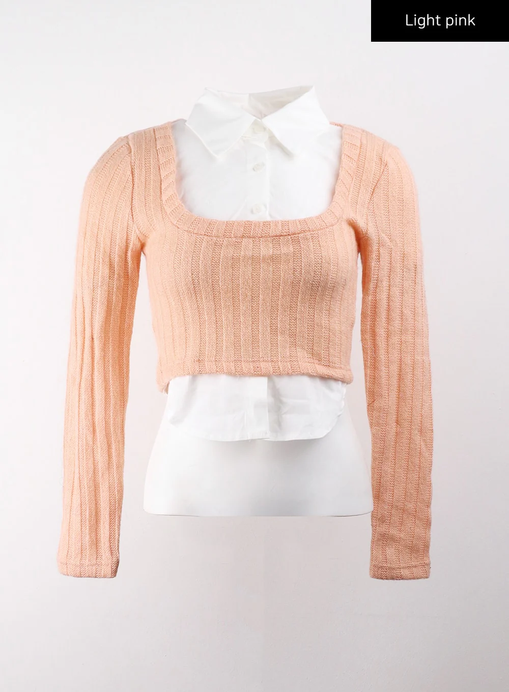 Layered Shirt Buttoned Crop Top CJ404 - Image 11