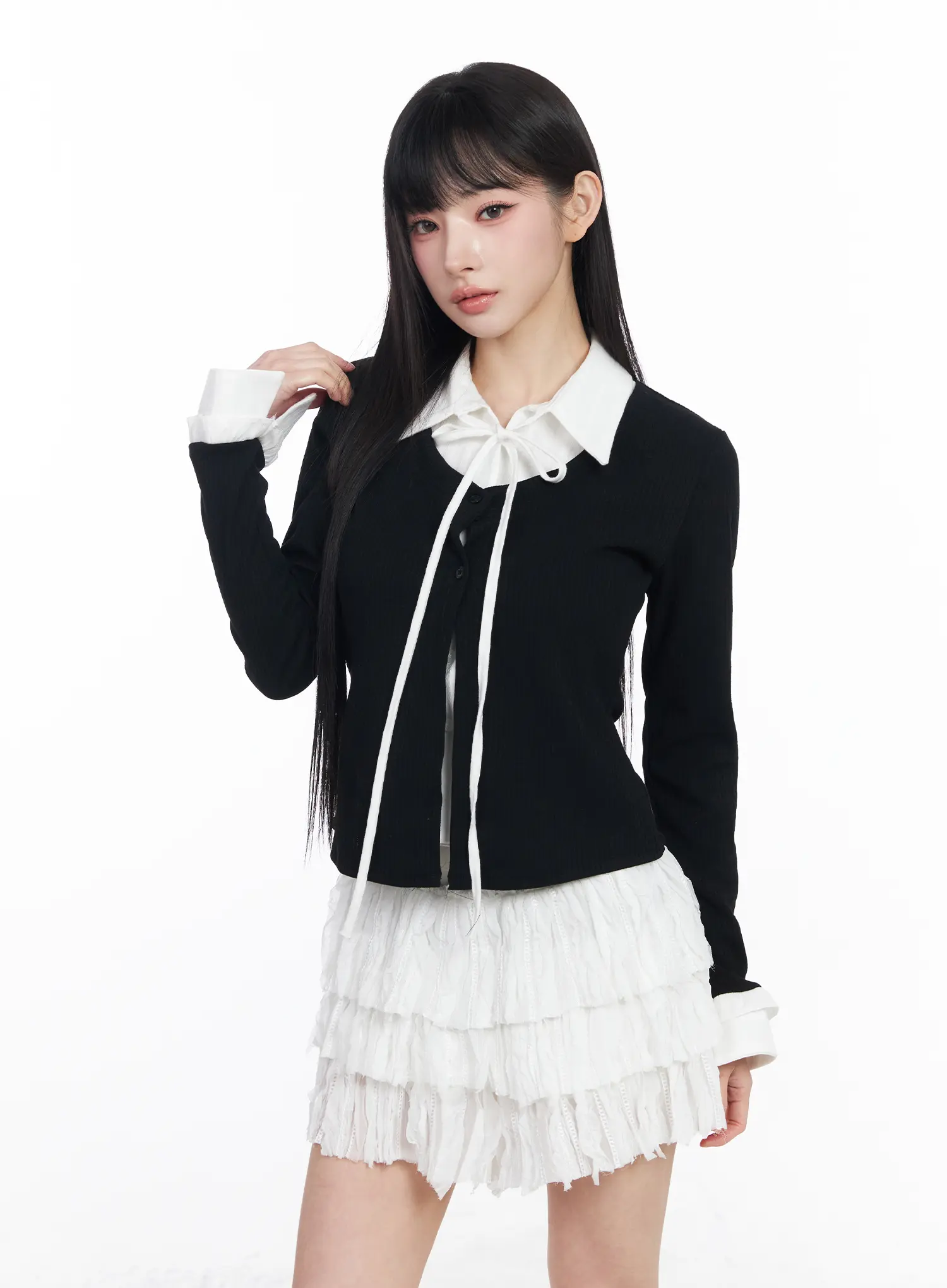 Layered Shirt Cardigan CF518 - Image 12