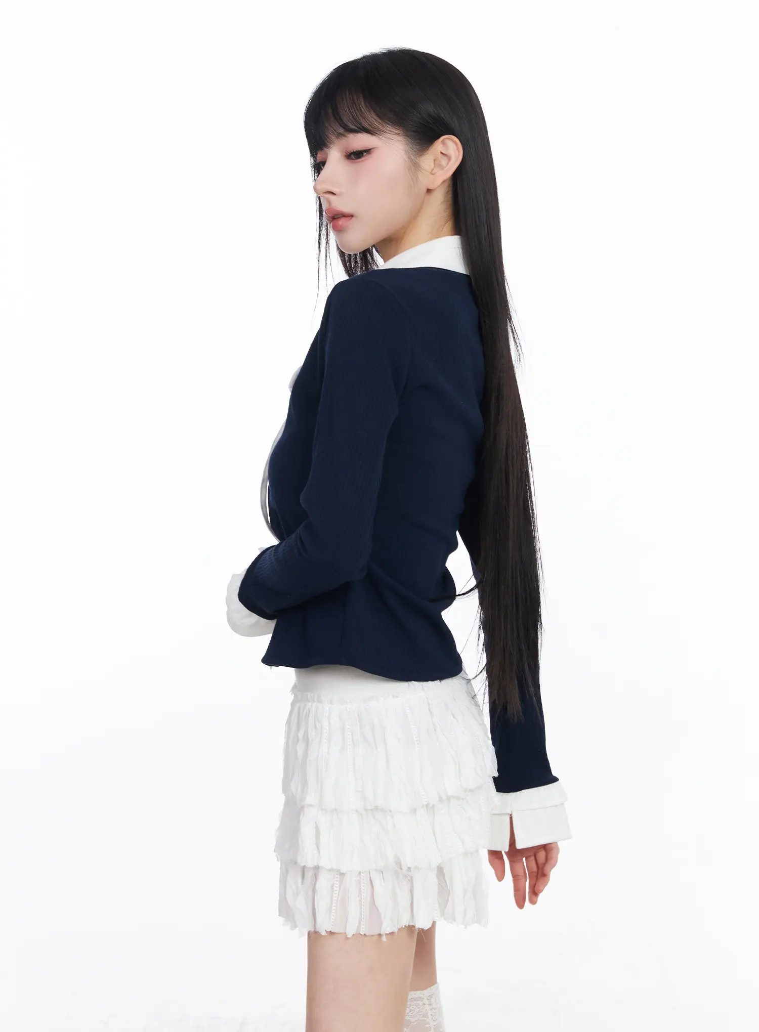 Layered Shirt Cardigan CF518 - Image 6