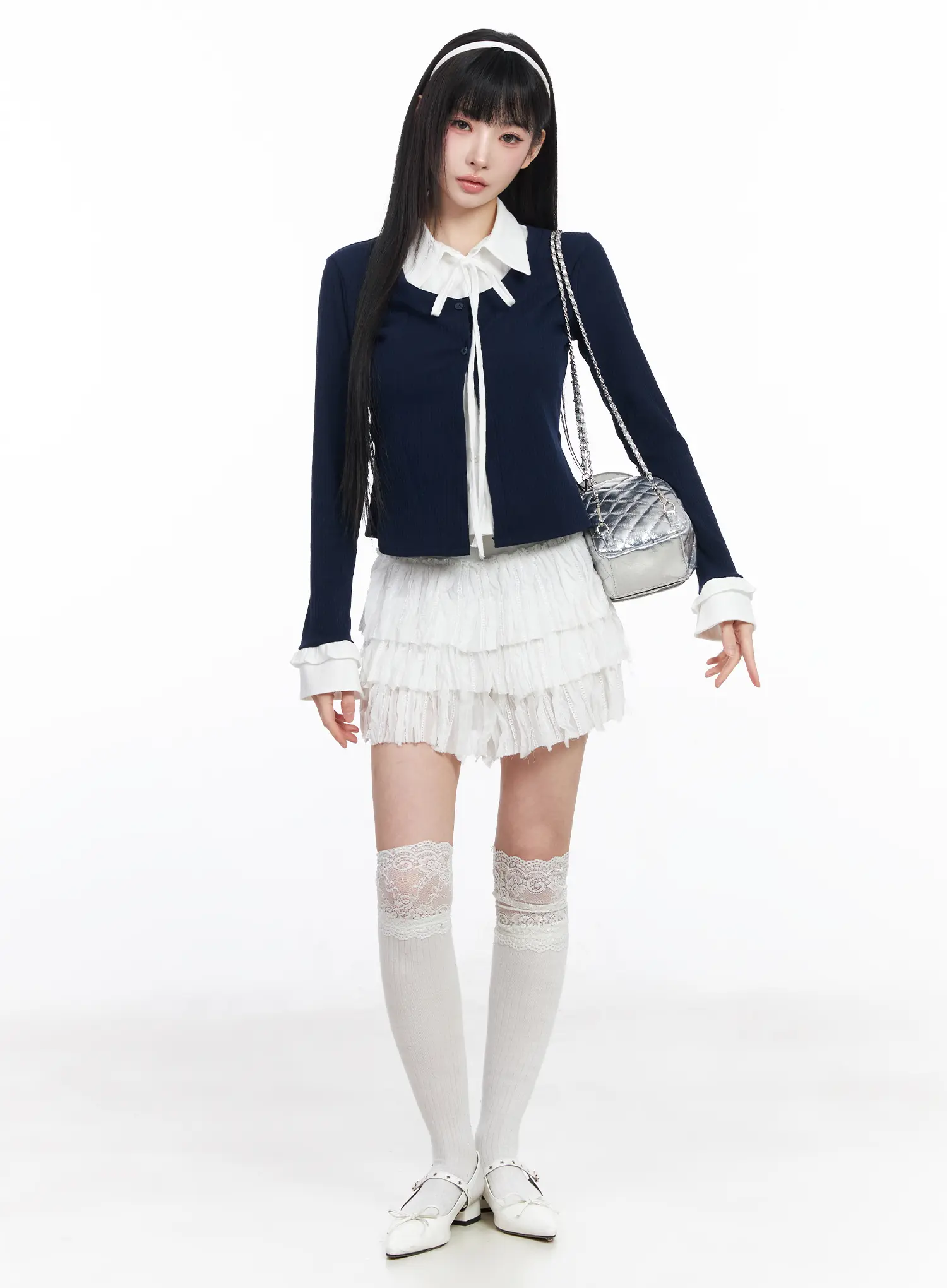 Layered Shirt Cardigan CF518 - Image 7