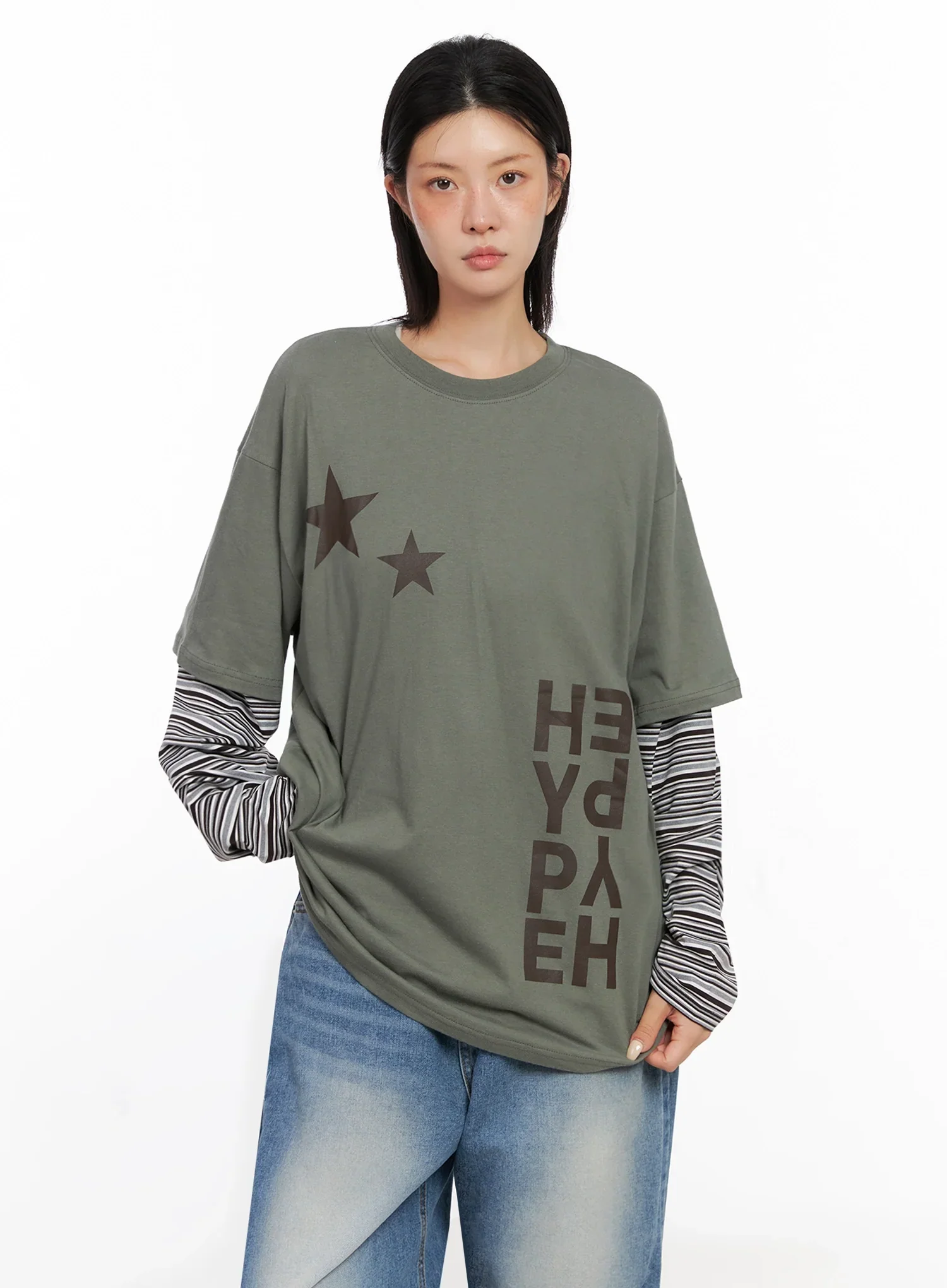Layered Star Print Long Sleeve Tee IS515 - Image 6