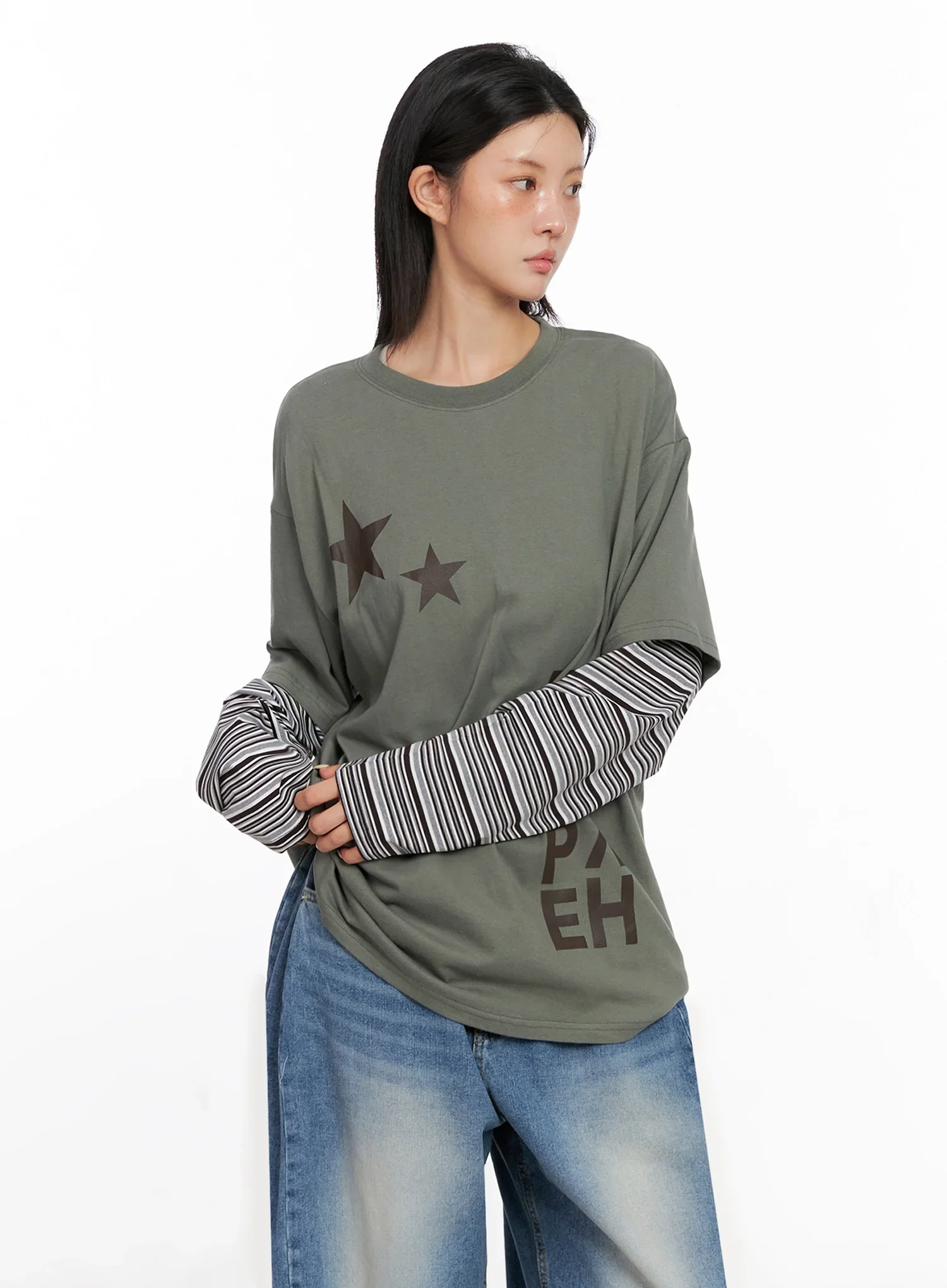 Layered Star Print Long Sleeve Tee IS515 - Image 7