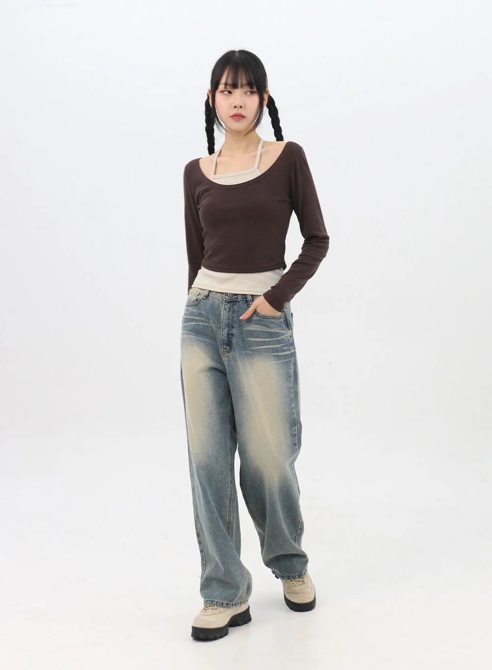 Layered U-Neck Tee IN314 - Image 6