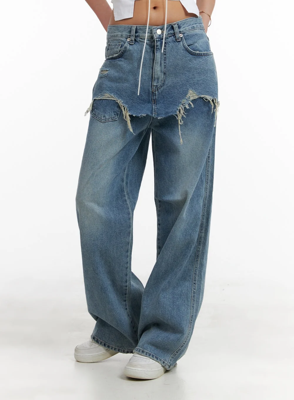 Layered Wide Leg Jeans CA430 - Image 2