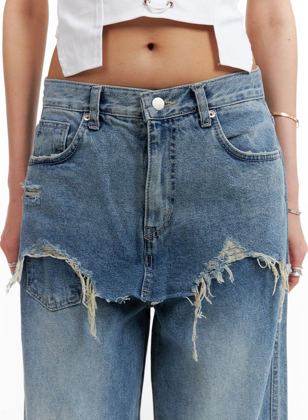Layered Wide Leg Jeans CA430 - Image 7
