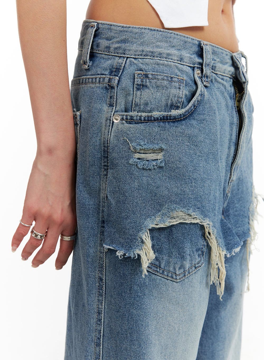 Layered Wide Leg Jeans CA430 - Image 8