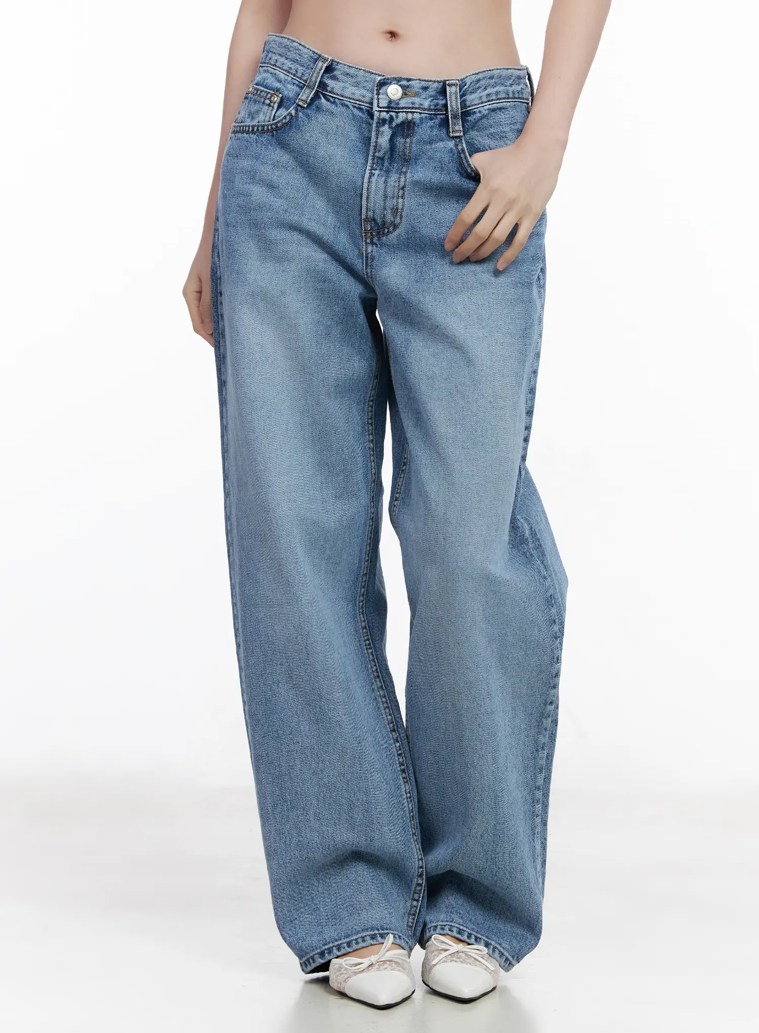 Leilani Vintage Wash Wide Leg Jeans CA510 - Image 2